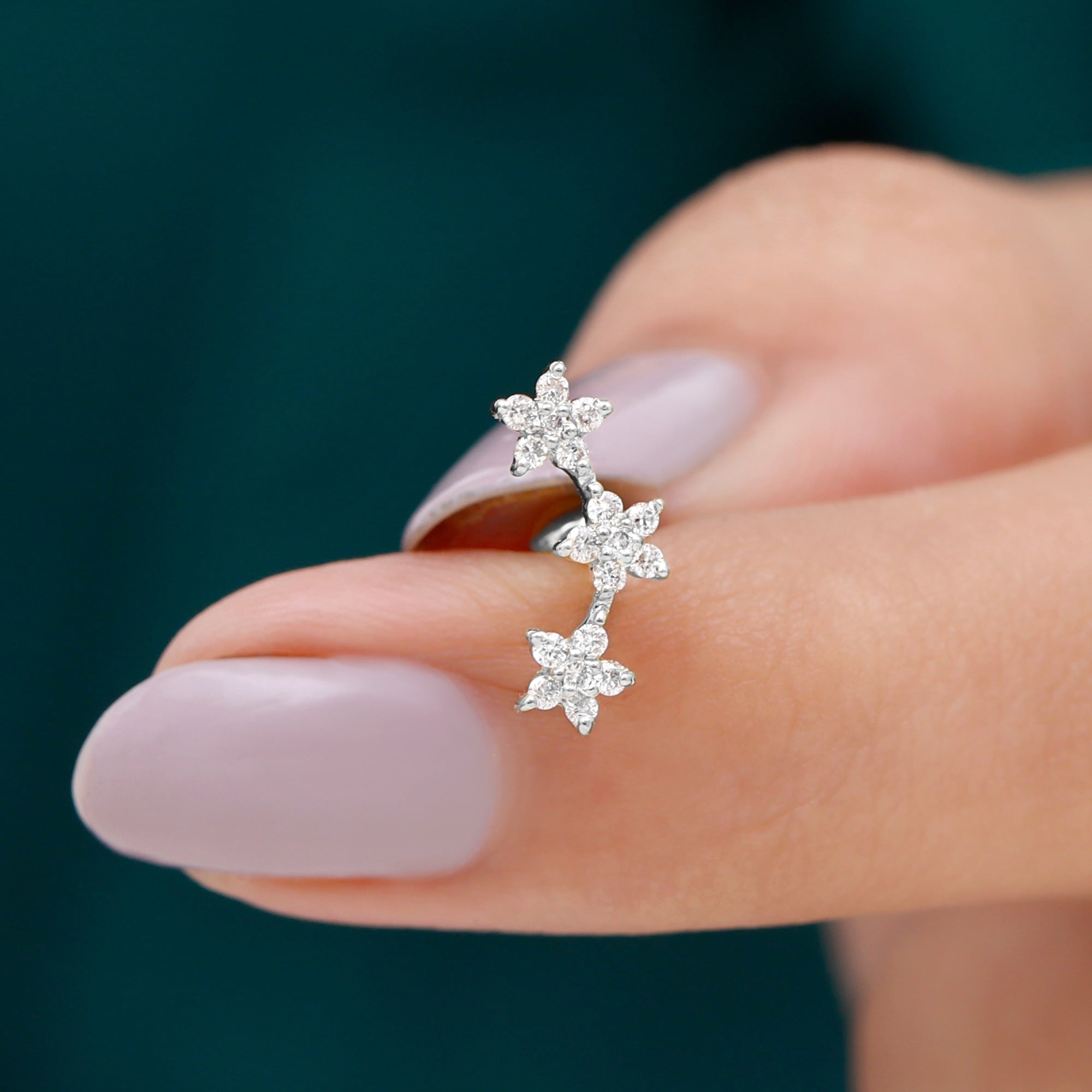 Helix Flower Crawler Earring with Diamond Lab - ( EF-VS ) - Rosec Jewels
