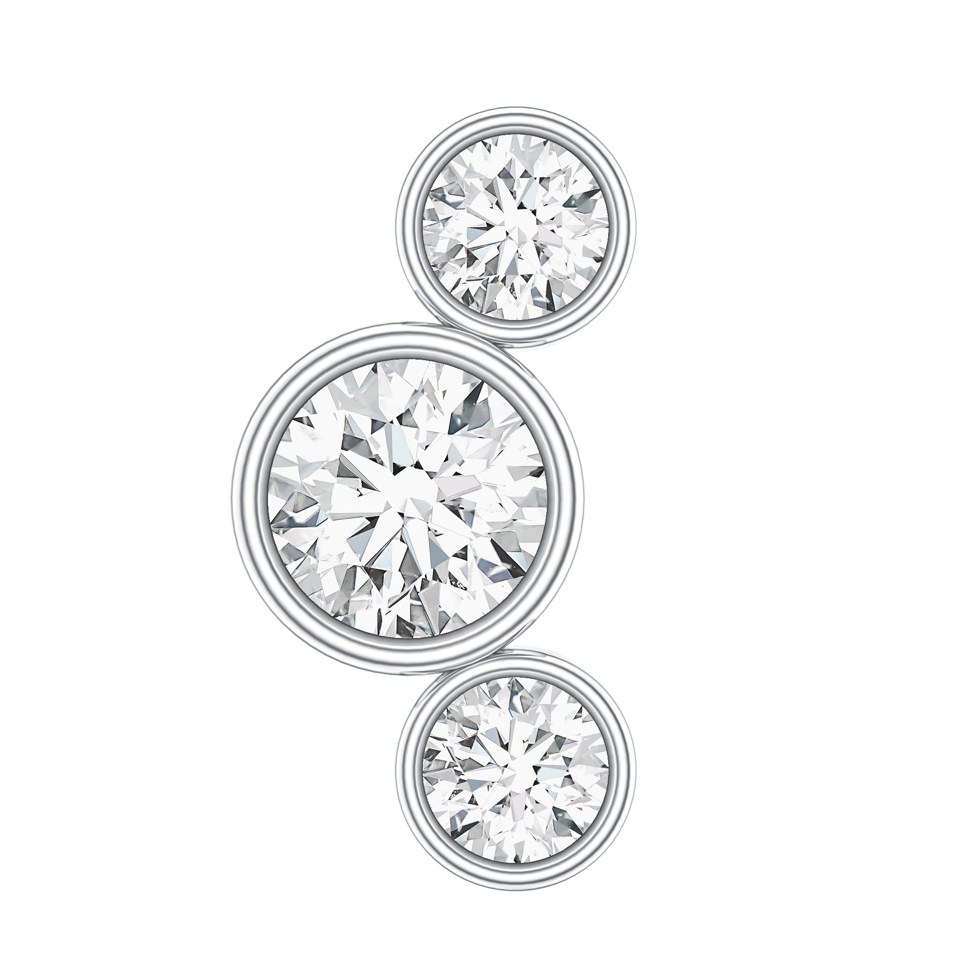 Bezel Set Diamond Three Stone Earring for Helix Piercing Lab - ( EF-VS ) - Rosec Jewels