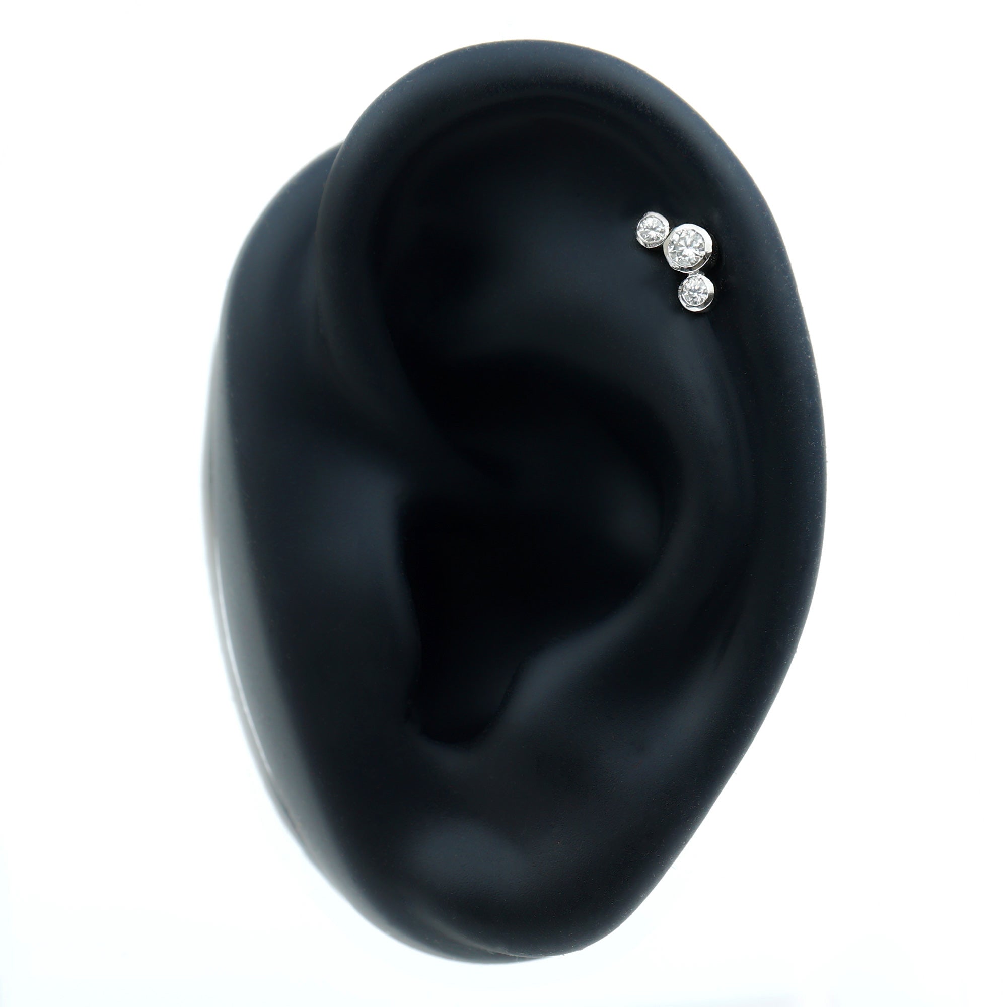 Bezel Set Diamond Three Stone Earring for Helix Piercing Lab - ( EF-VS ) - Rosec Jewels