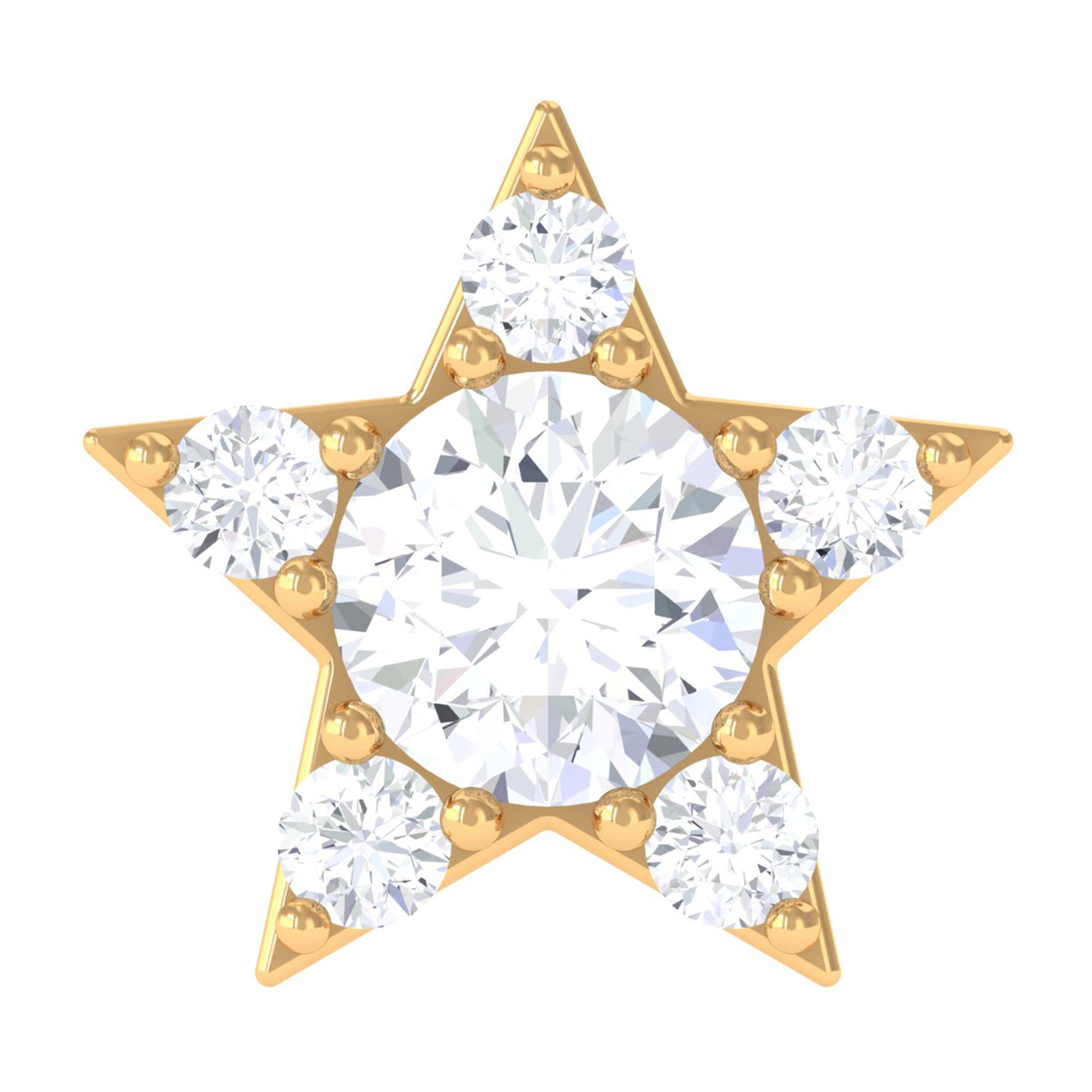 Minimal Diamond Star Celestial Earring for Helix Piercing Lab - ( EF-VS ) - Rosec Jewels