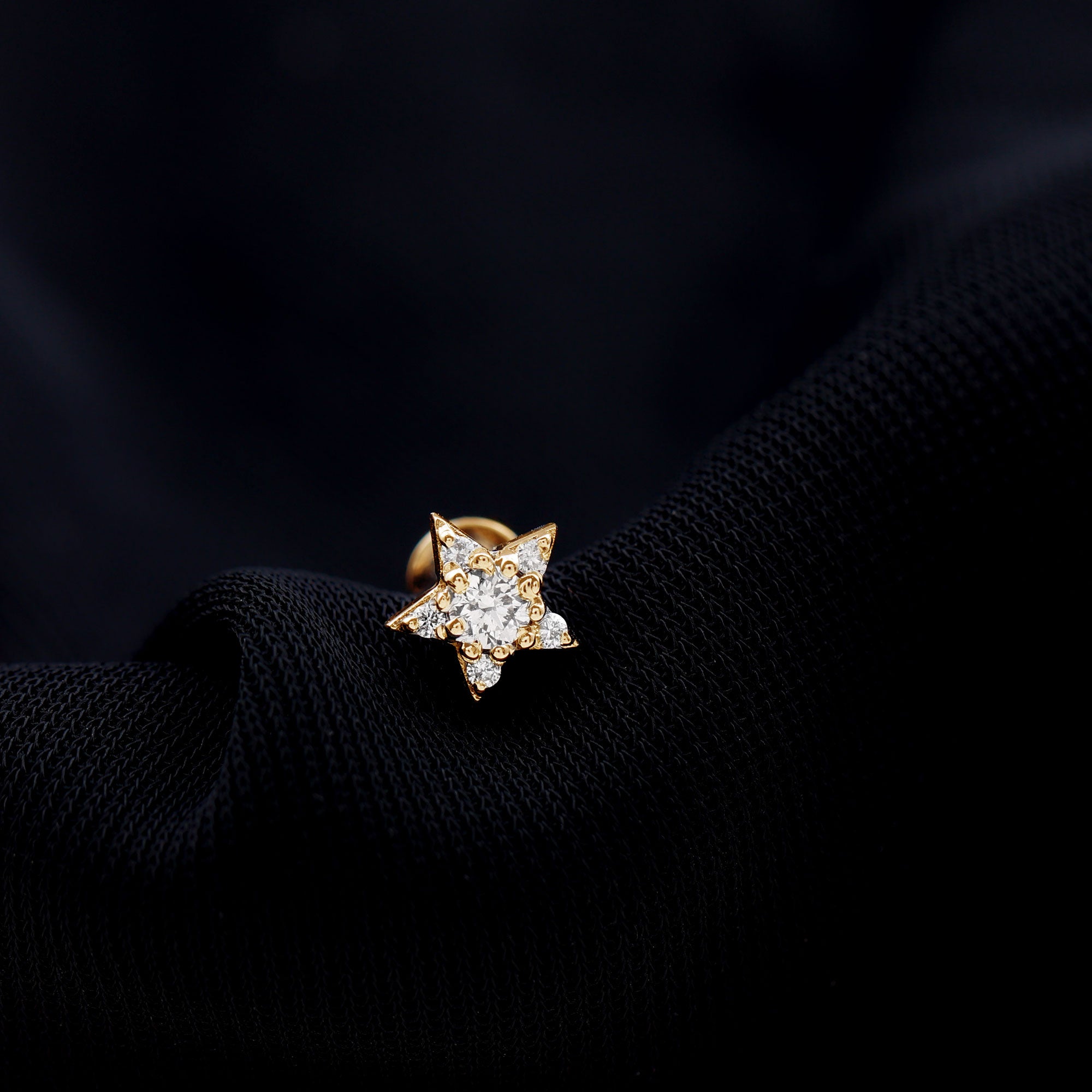 Minimal Diamond Star Celestial Earring for Helix Piercing Lab - ( EF-VS ) - Rosec Jewels