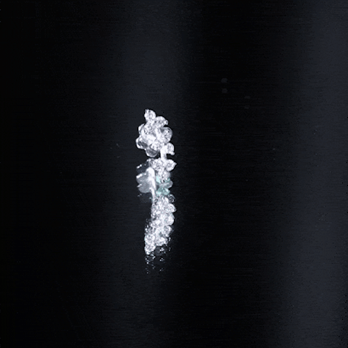 Simple Diamond Curved Helix Earring with Flat Back Lab - ( EF-VS ) - Rosec Jewels