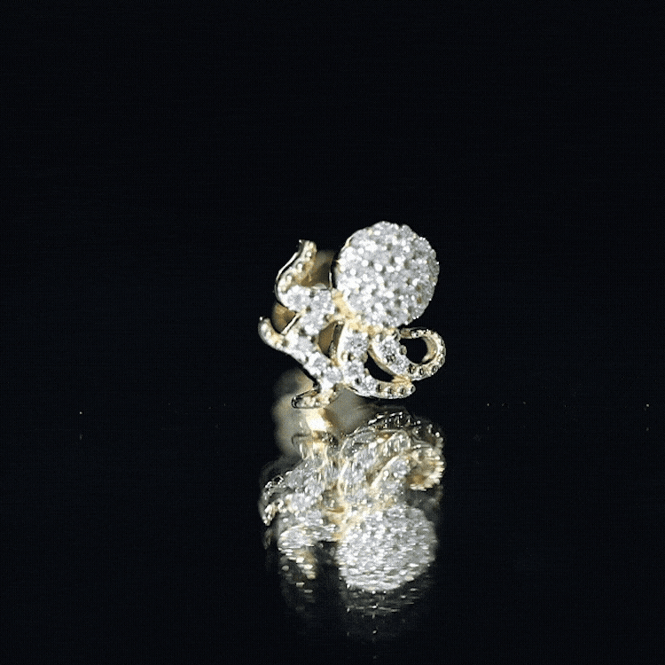 Diamond Octopus Earring with Flat Back Lab - ( EF-VS ) - Rosec Jewels