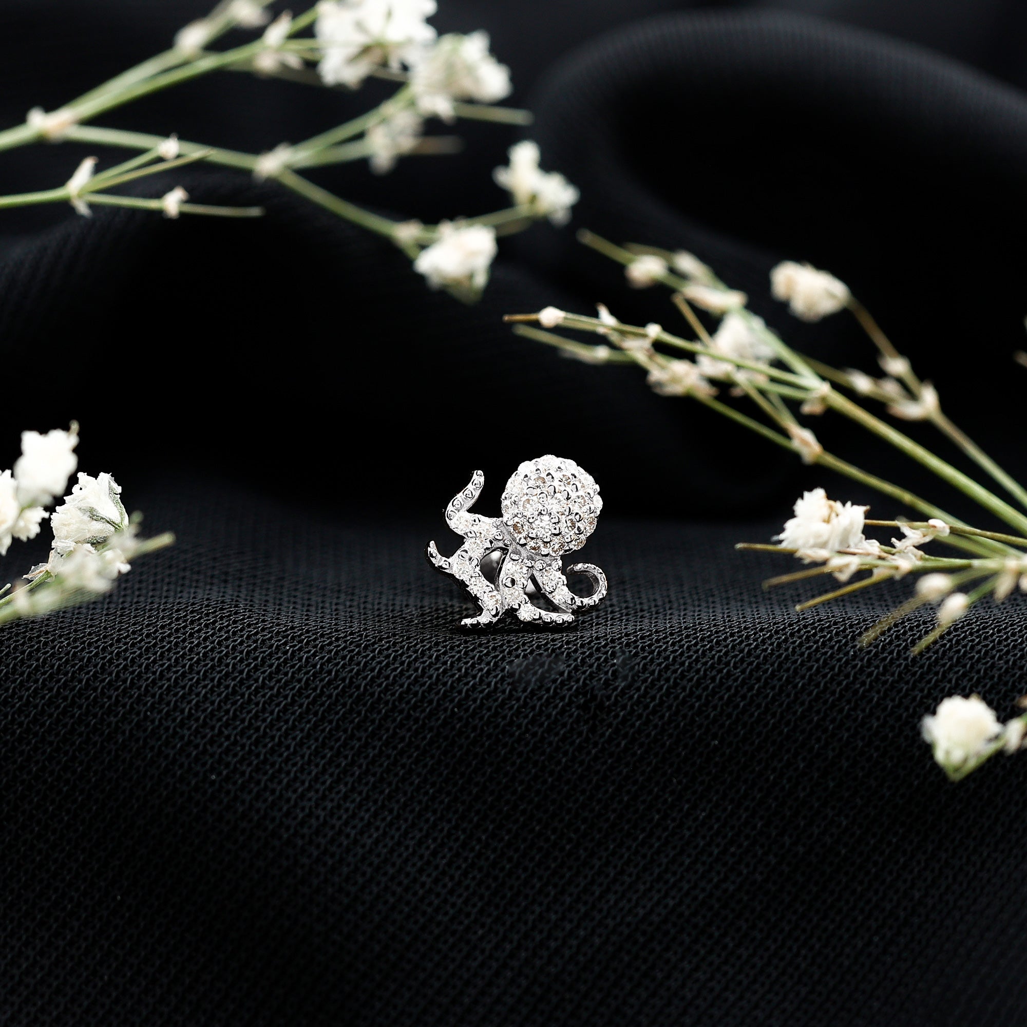 Diamond Octopus Earring with Flat Back Lab - ( EF-VS ) - Rosec Jewels