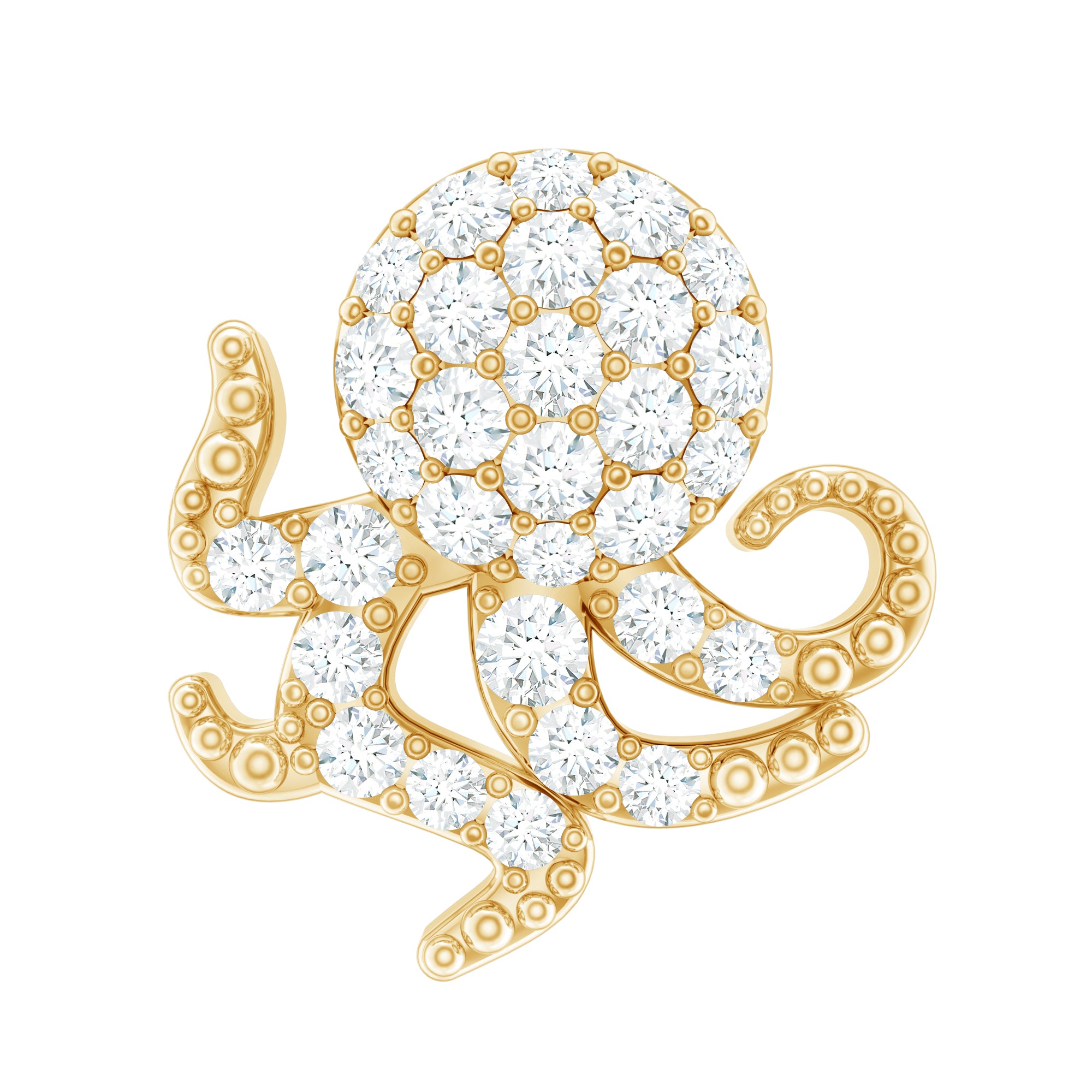 Diamond Octopus Earring with Flat Back Lab - ( EF-VS ) - Rosec Jewels