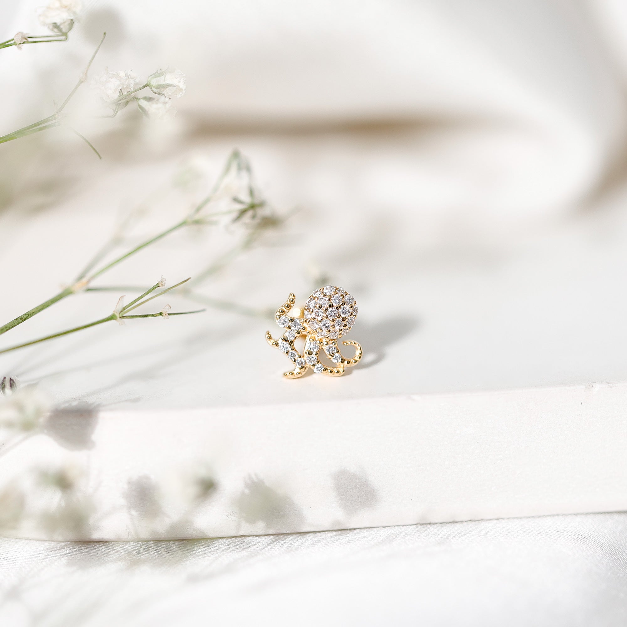 Diamond Octopus Earring with Flat Back Lab - ( EF-VS ) - Rosec Jewels