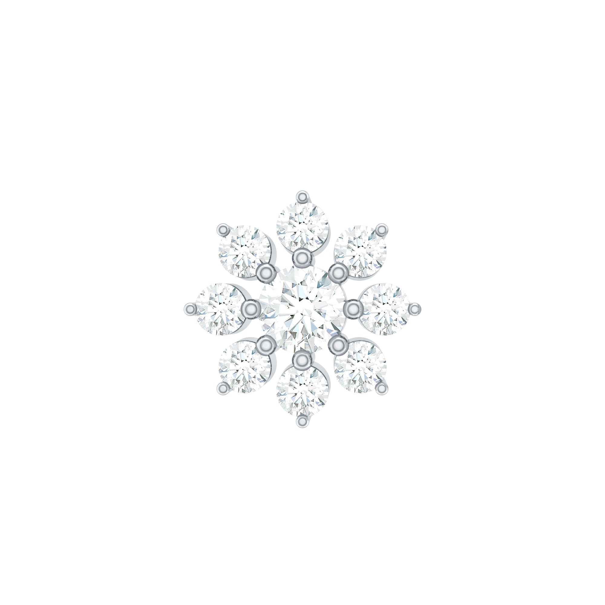 Sparkling Diamond Flower Cartilage Earring with Flat Back Lab - ( EF-VS ) - Rosec Jewels