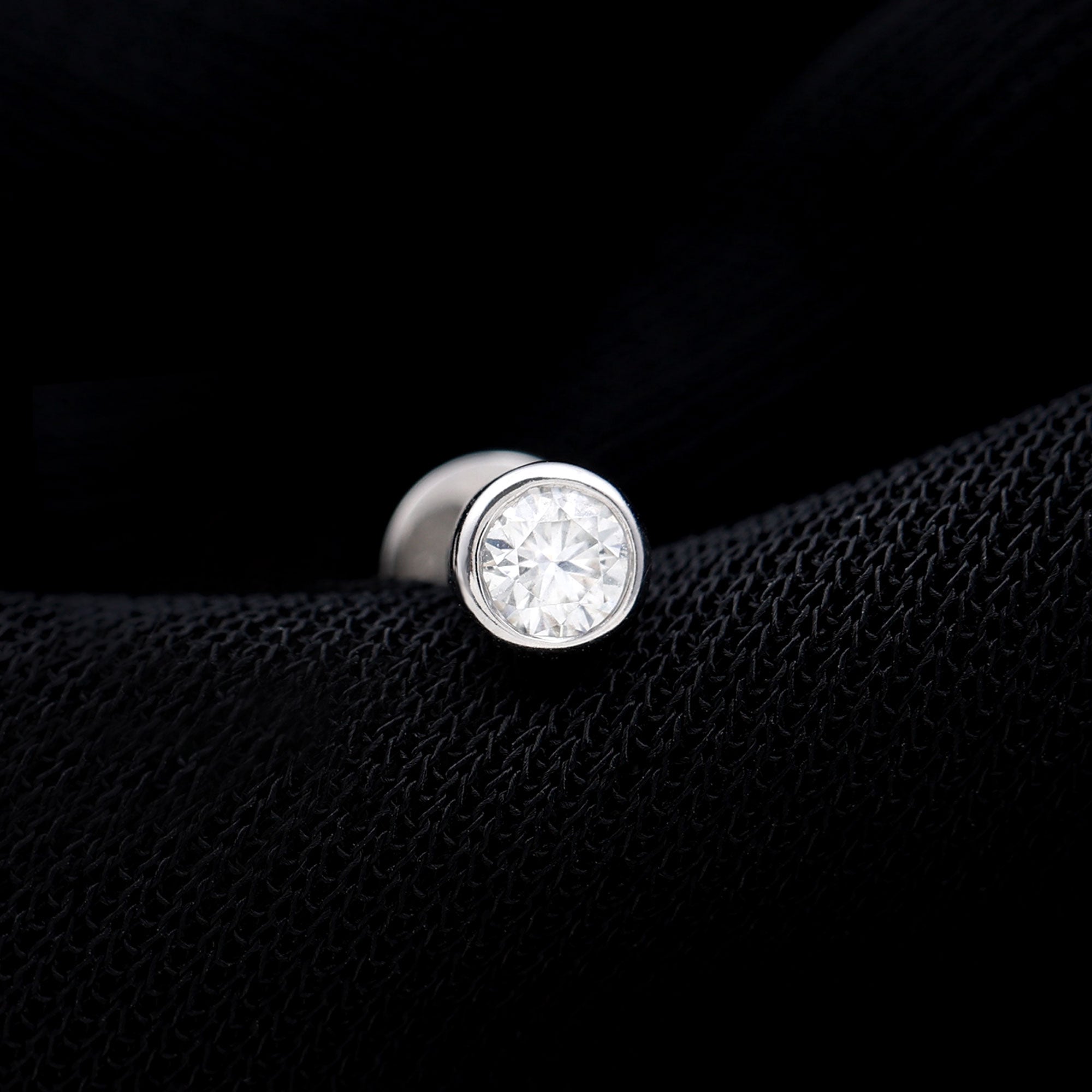 Bezel Set Diamond Solitaire Conch Earring Lab - ( EF-VS ) - Rosec Jewels