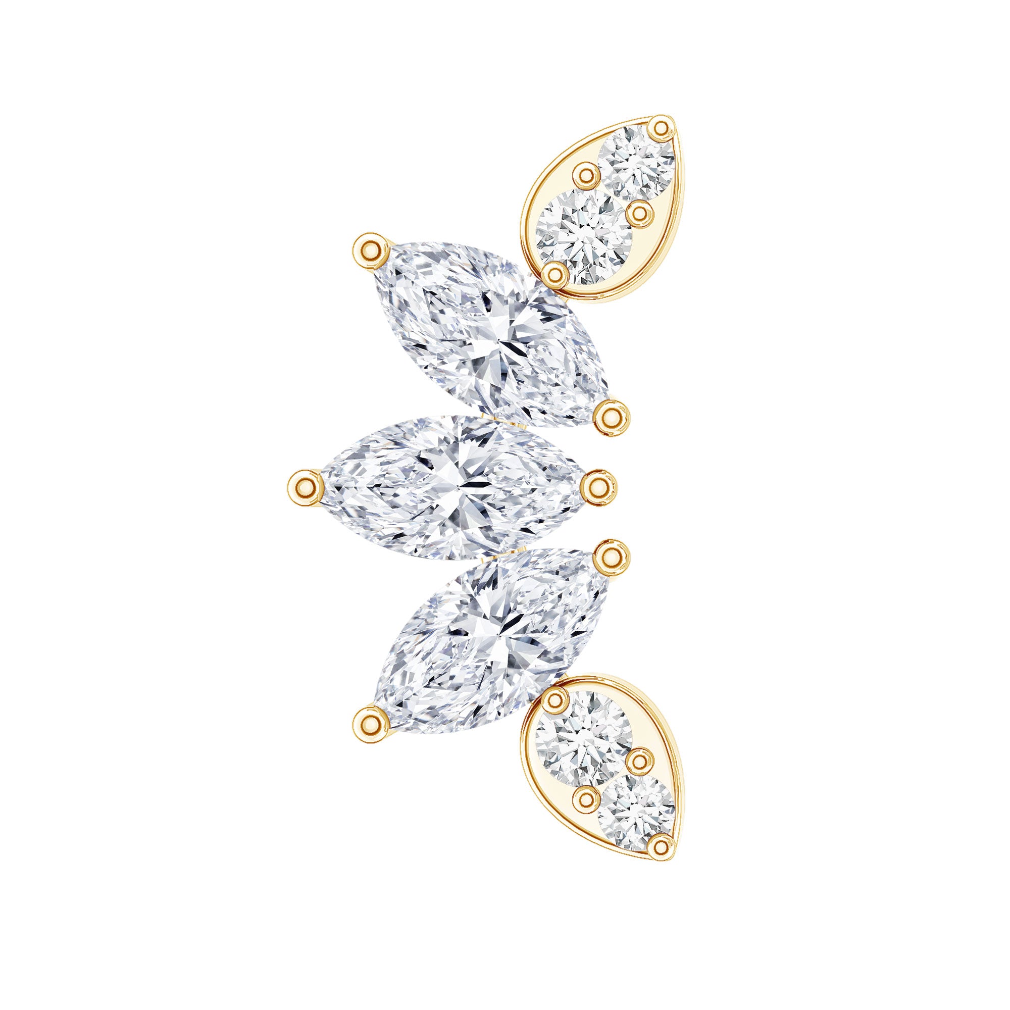 Marquise Diamond Leaf Crawler Earring for Helix Piercing Lab - ( EF-VS ) - Rosec Jewels