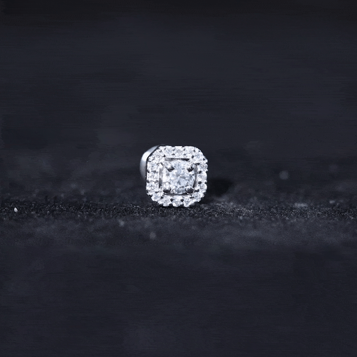 Simple Octagon Shape Diamond Helix Earring Lab - ( EF-VS ) - Rosec Jewels