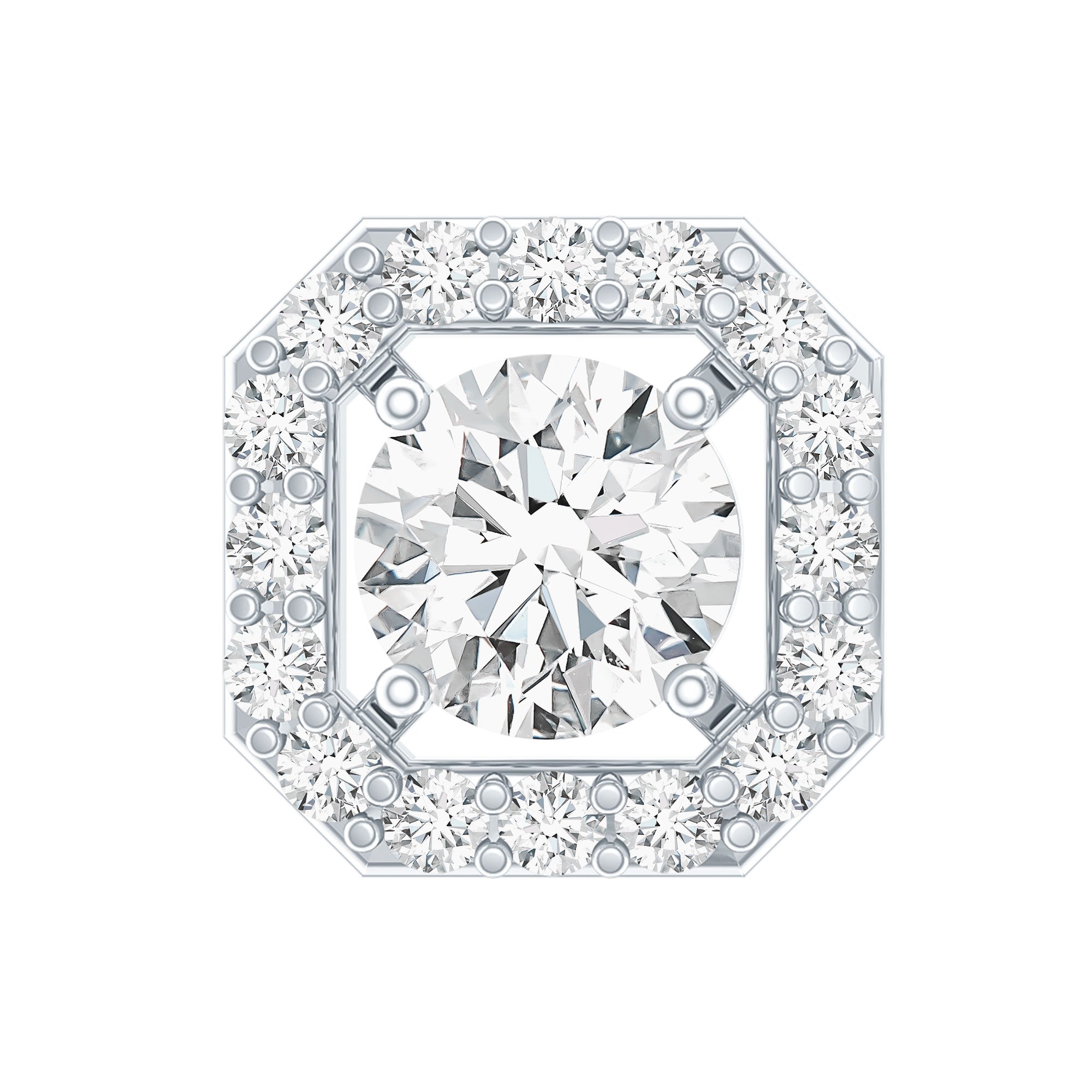 Simple Octagon Shape Diamond Helix Earring Lab - ( EF-VS ) - Rosec Jewels
