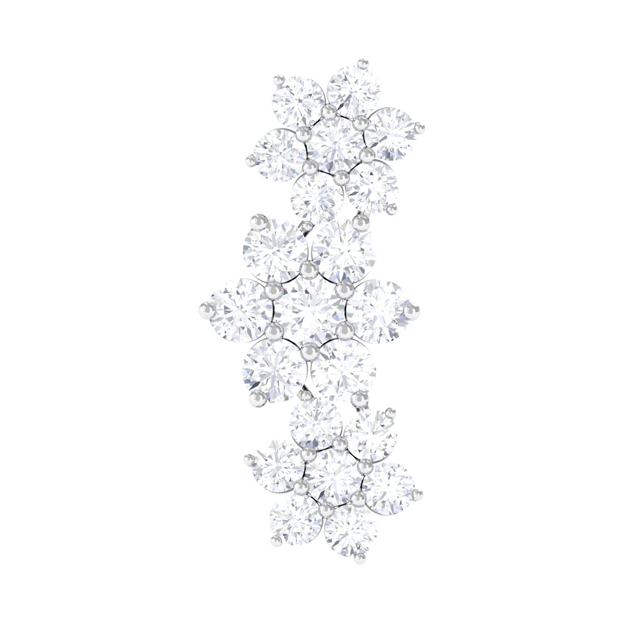 Certified Diamond Flower Crawler Cartilage Earring Lab - ( EF-VS ) - Rosec Jewels