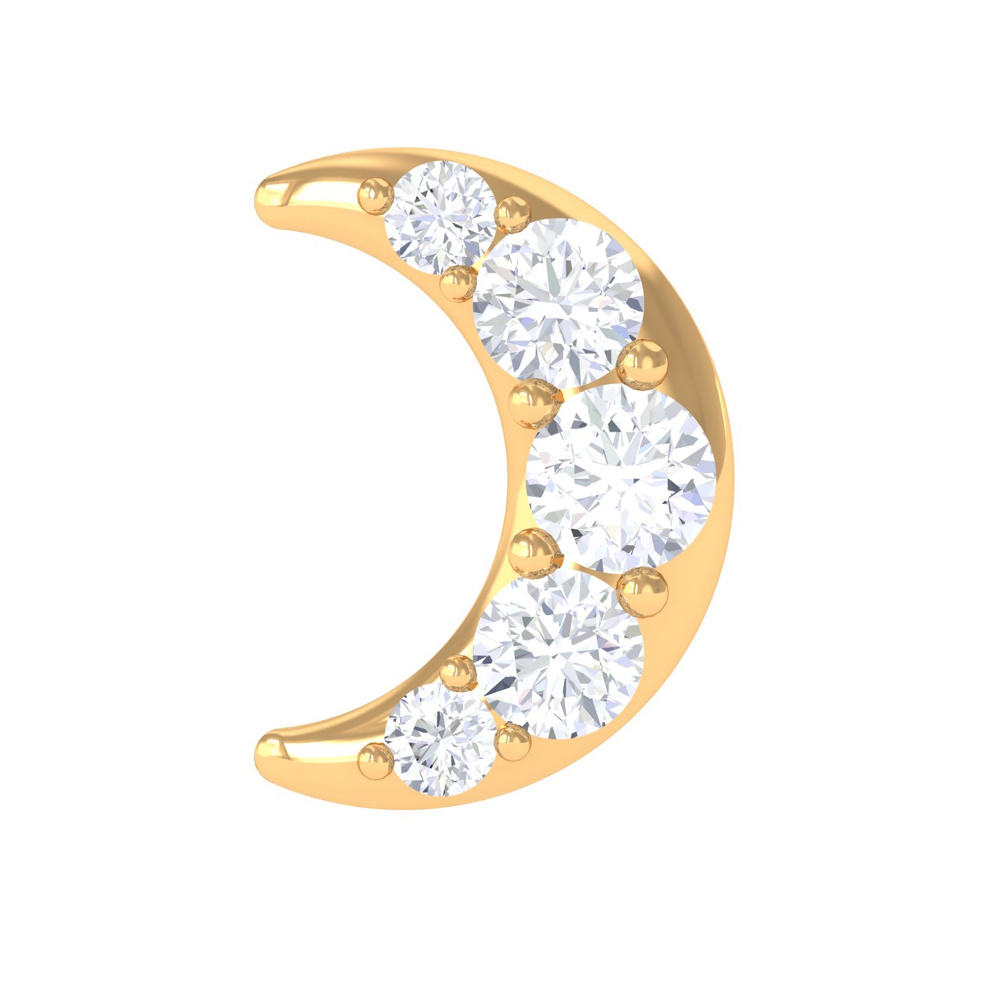 Round Cut Diamond Crescent Moon Cartilage Earring Lab - ( EF-VS ) - Rosec Jewels