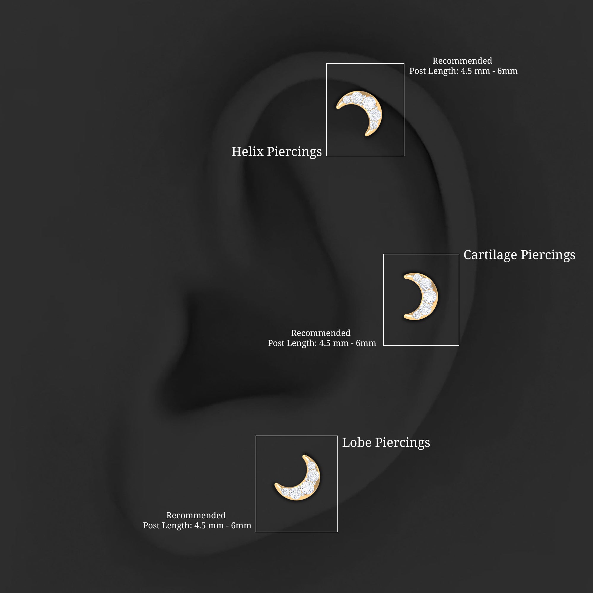 Rosec Jewels-Round Cut Diamond Crescent Moon Cartilage Earring