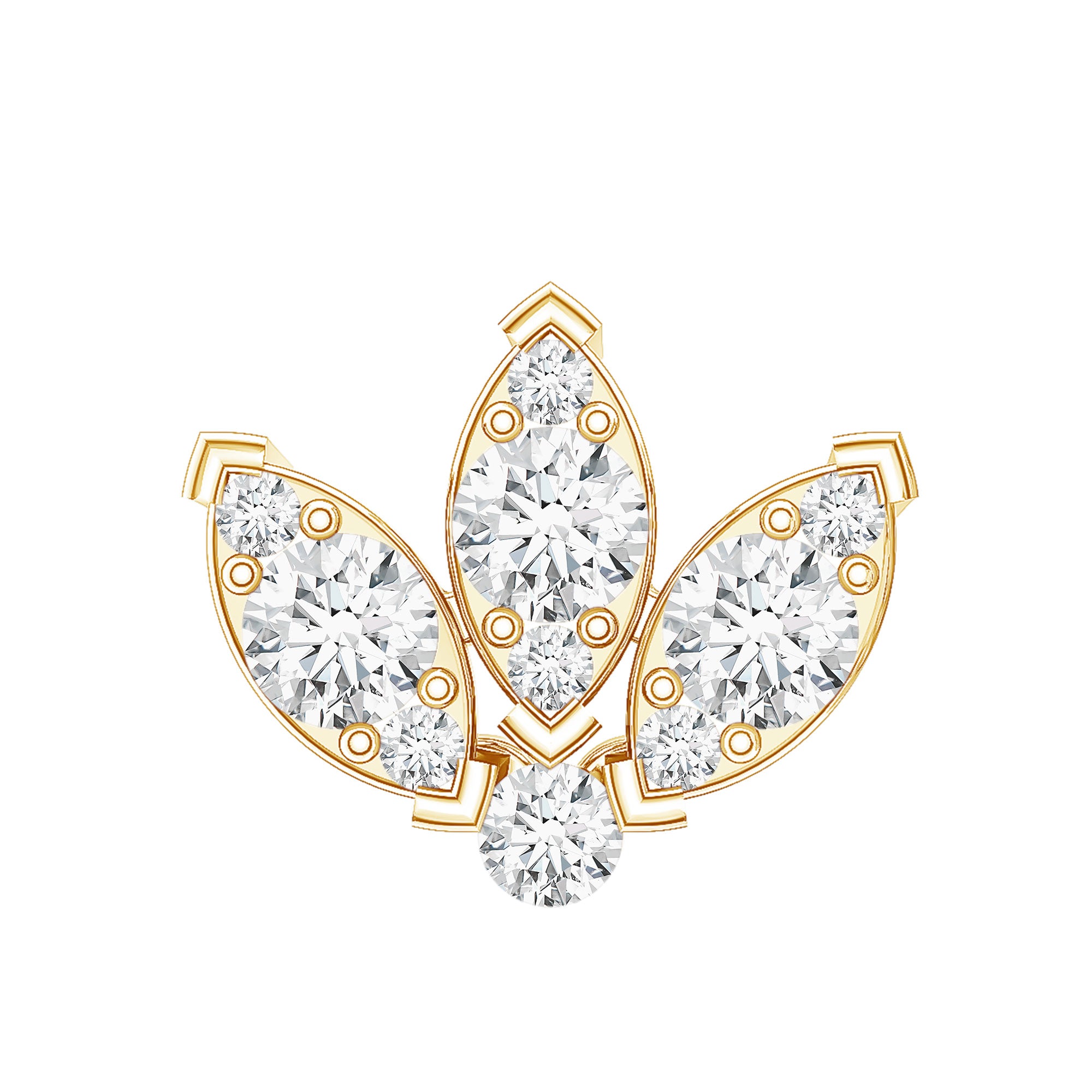 Certified Diamond Lotus Flower Earring with Flat Back Lab - ( EF-VS ) - Rosec Jewels