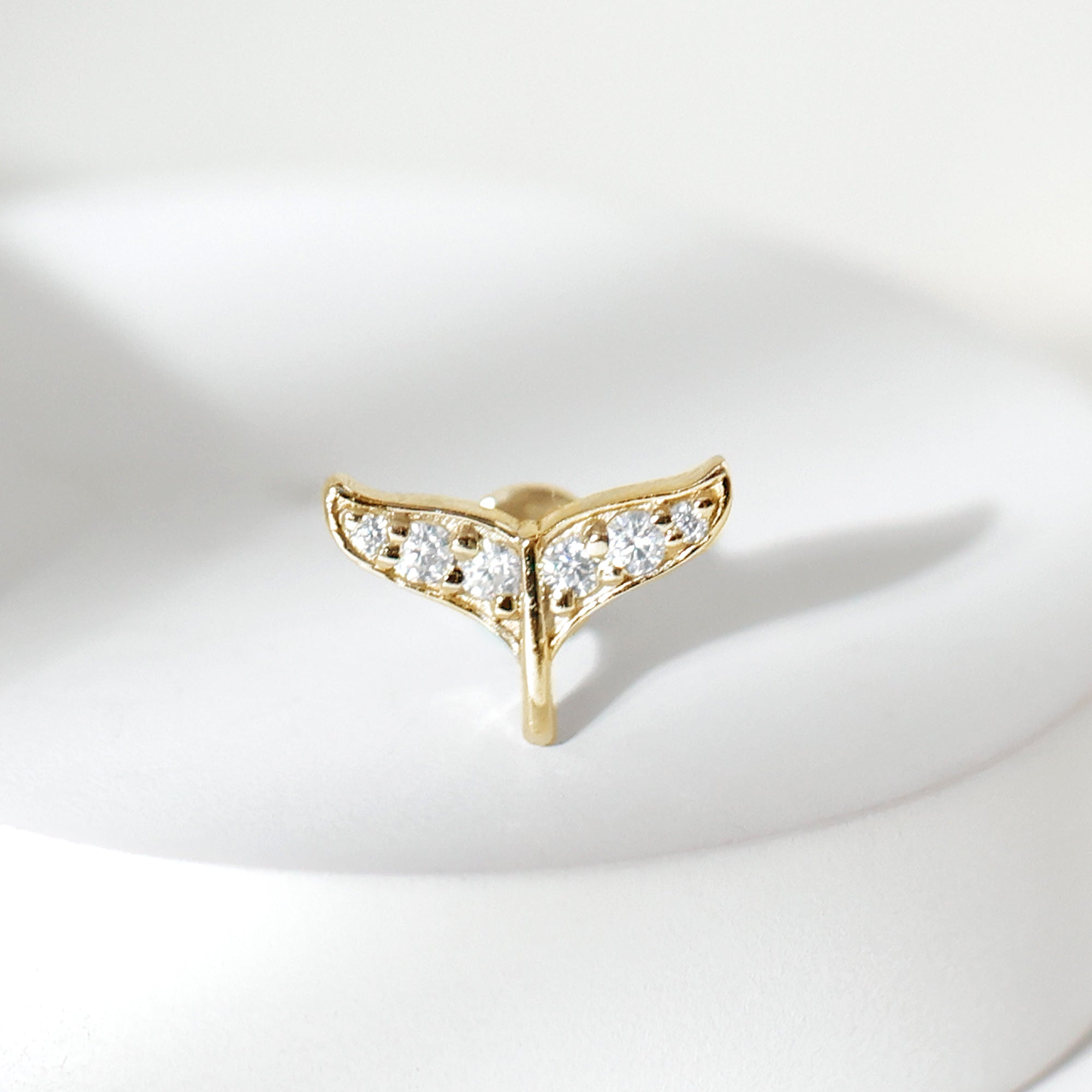 Certified Diamond Whale Tail Earring for Helix Piercing Lab - ( EF-VS ) - Rosec Jewels