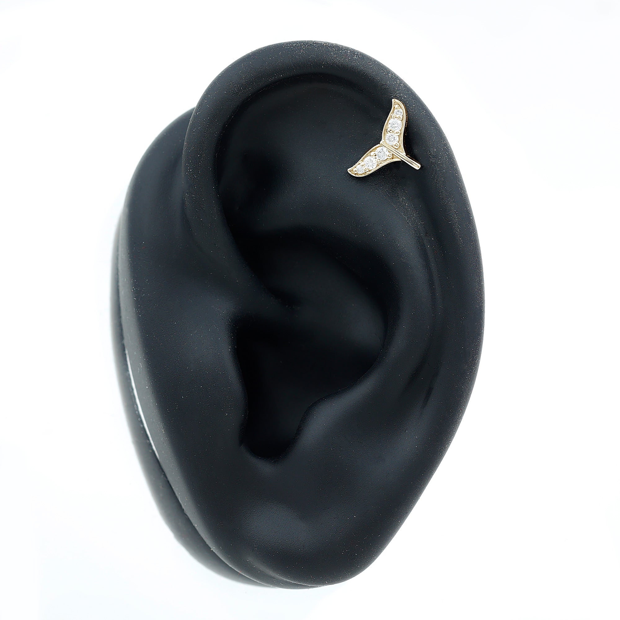 Certified Diamond Whale Tail Earring for Helix Piercing Lab - ( EF-VS ) - Rosec Jewels