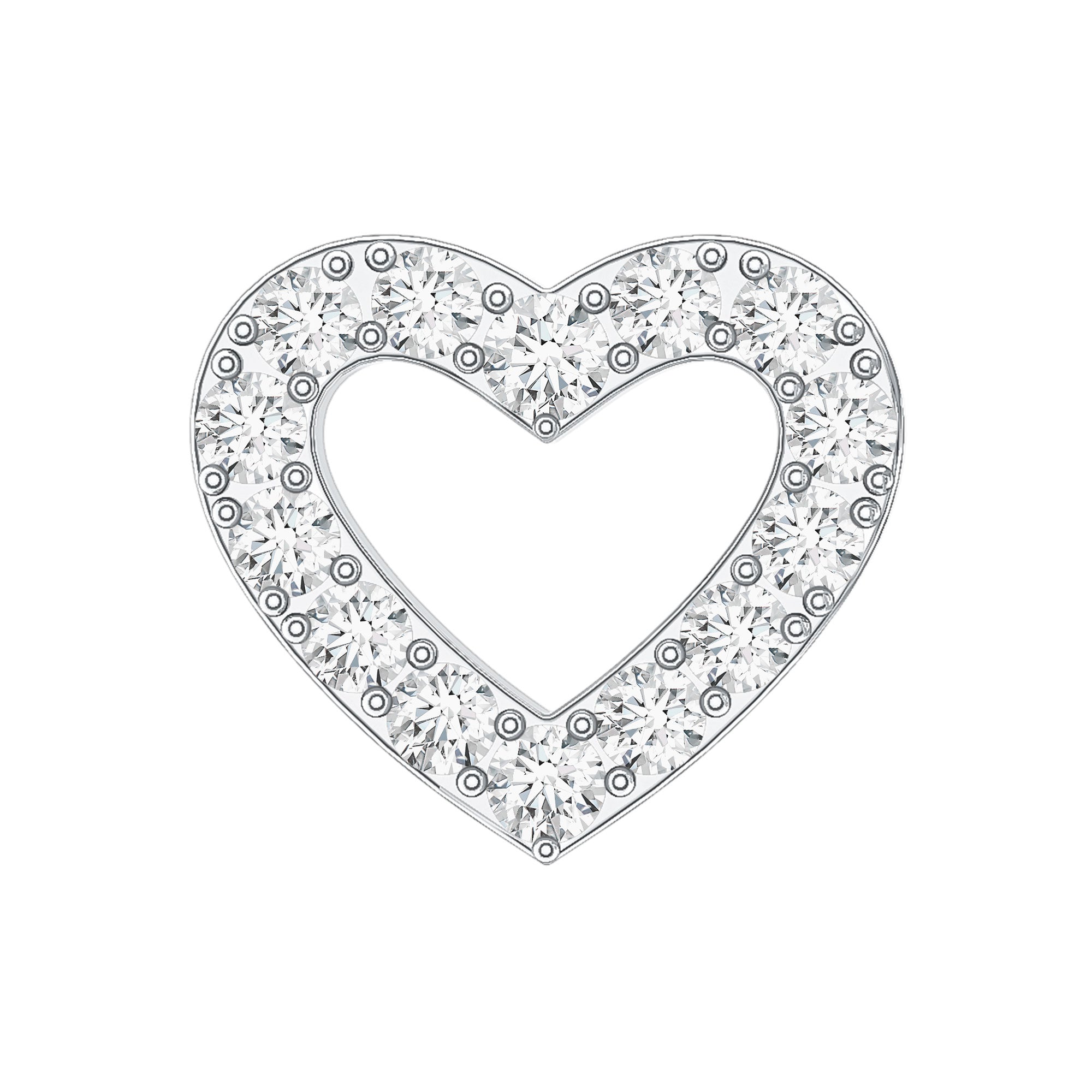 Cute Diamond Open Heart Earring for Helix Piercing Lab - ( EF-VS ) - Rosec Jewels