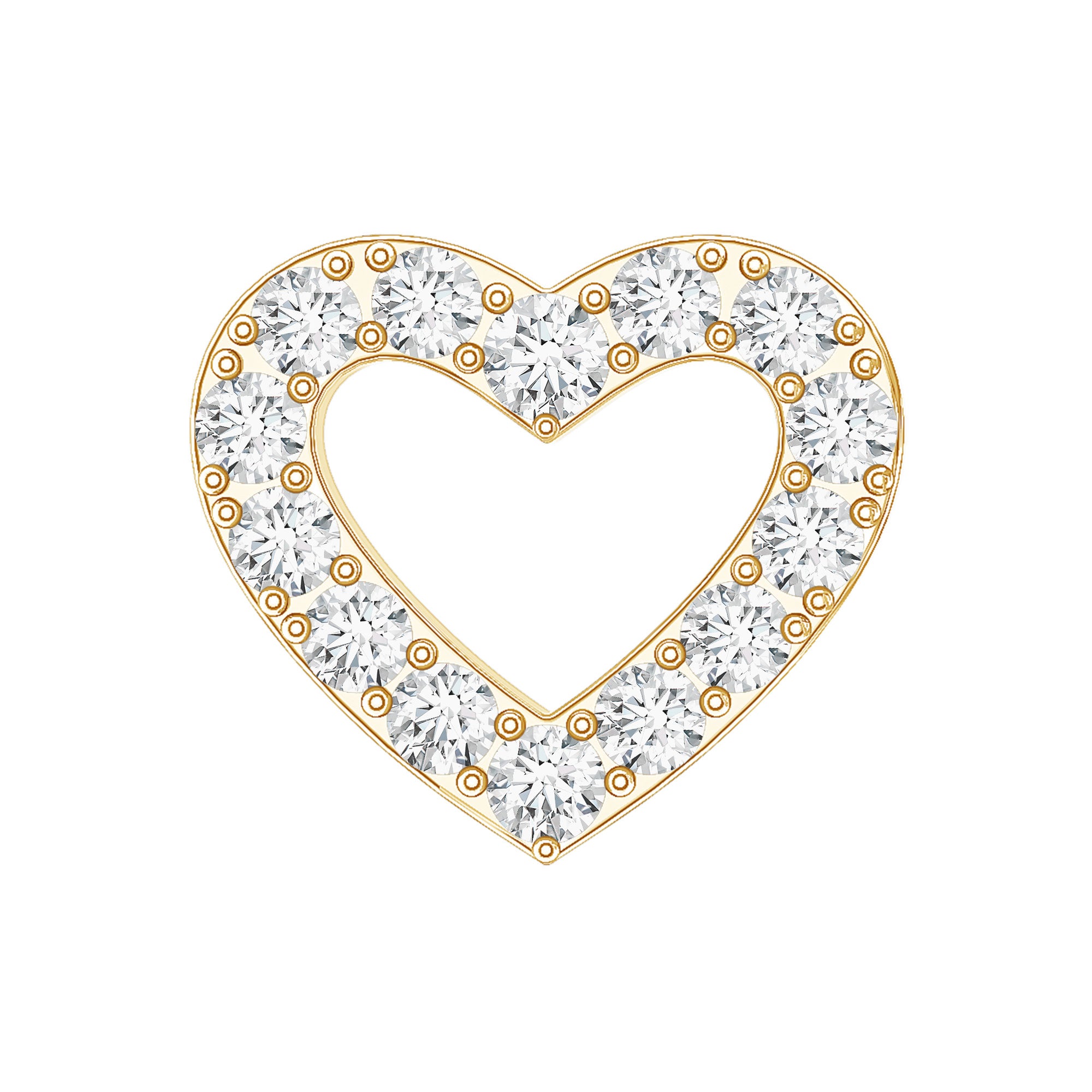 Cute Diamond Open Heart Earring for Helix Piercing Lab - ( EF-VS ) - Rosec Jewels