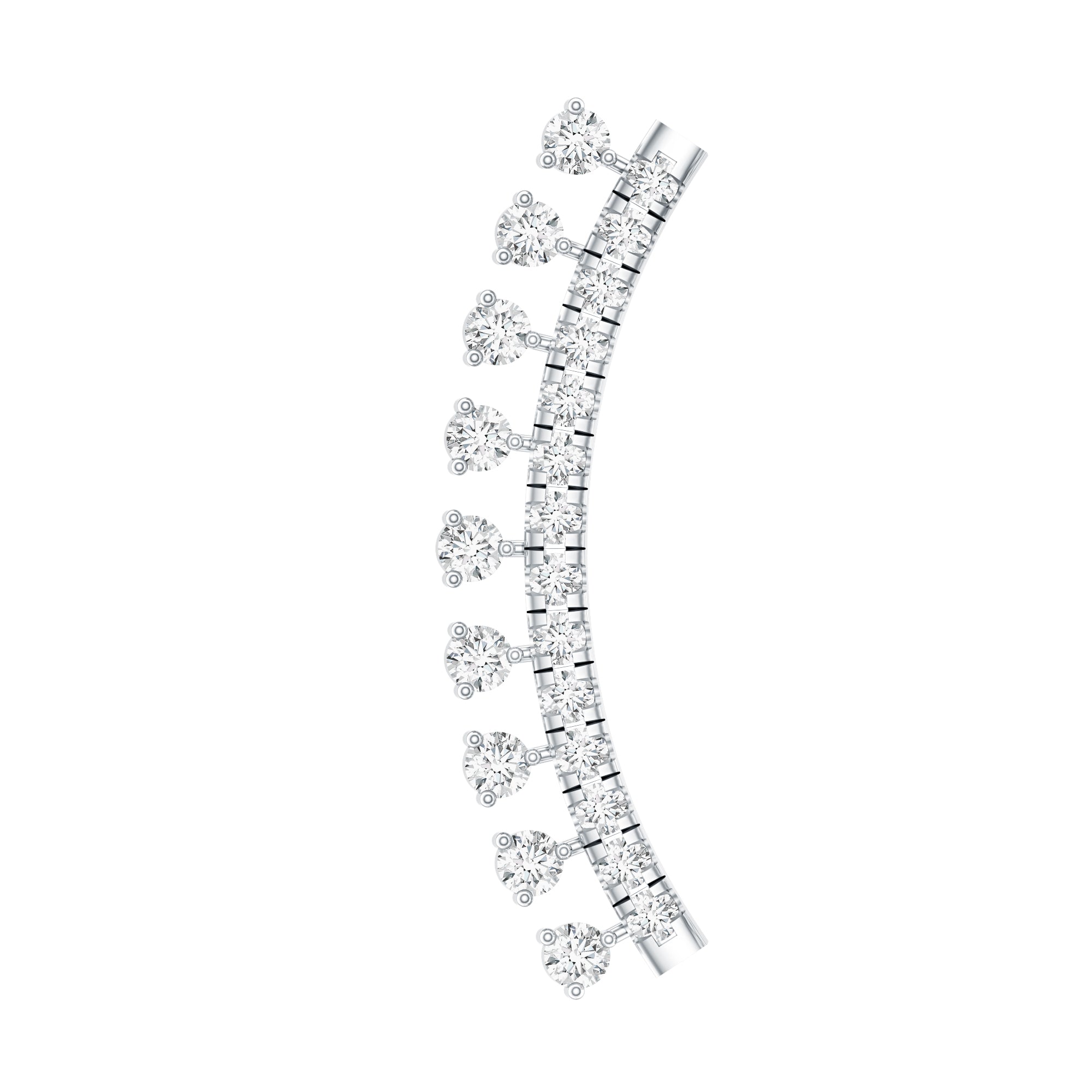 Minimal Diamond Crawler Earring for Cartilage Piercing Lab - ( EF-VS ) - Rosec Jewels