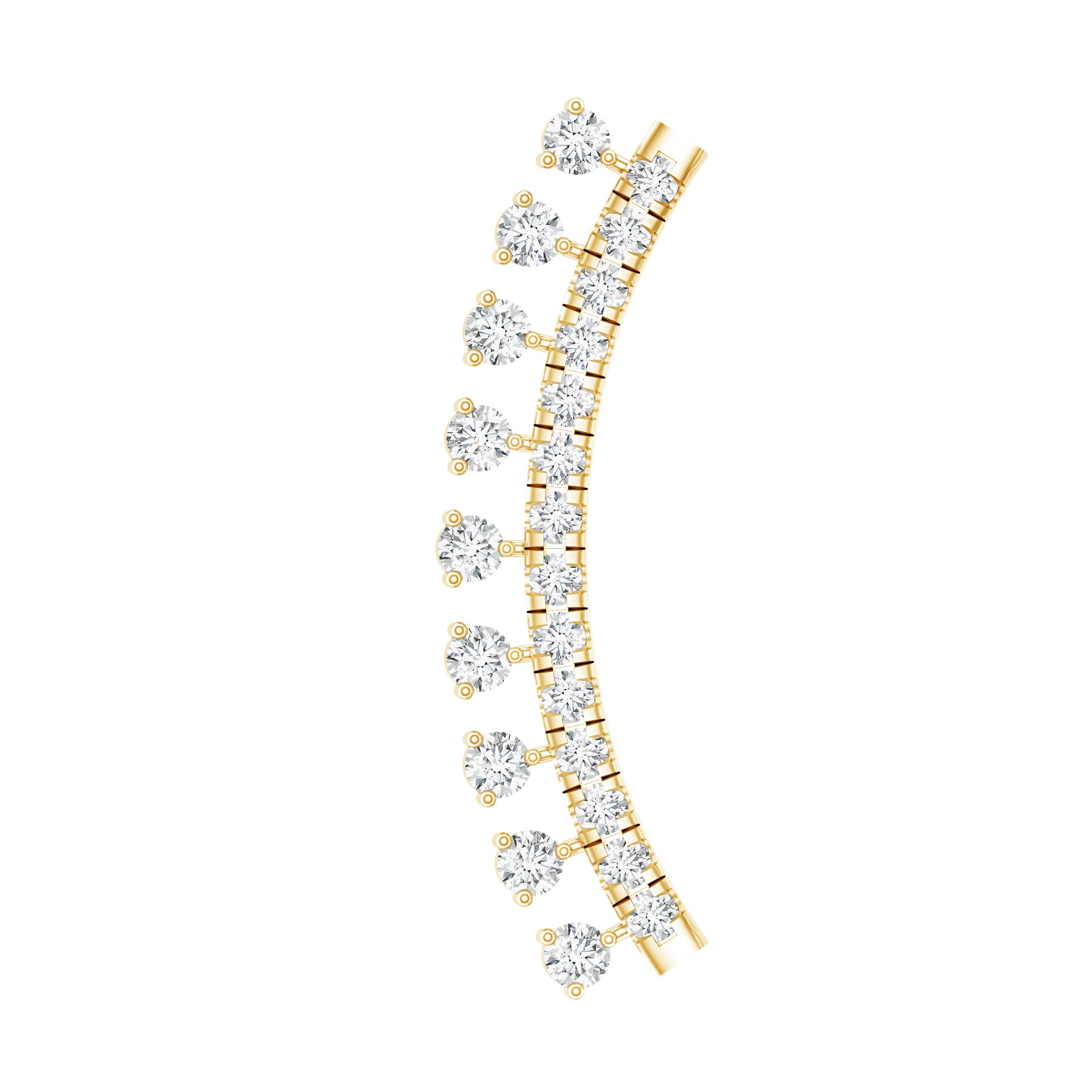 Minimal Diamond Crawler Earring for Cartilage Piercing Lab - ( EF-VS ) - Rosec Jewels