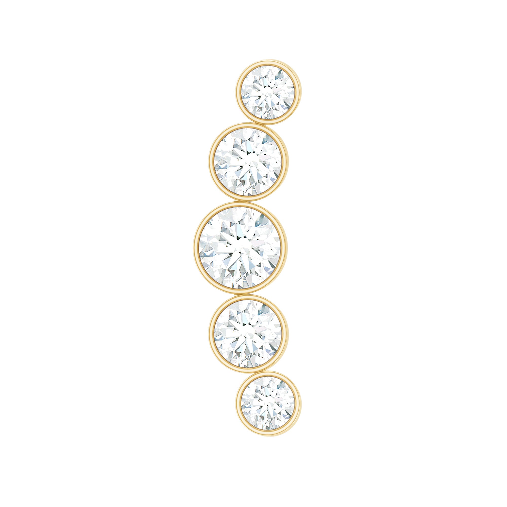 Graduated Style Diamond Crawler Earring for Helix Piercing Lab - ( EF-VS ) - Rosec Jewels