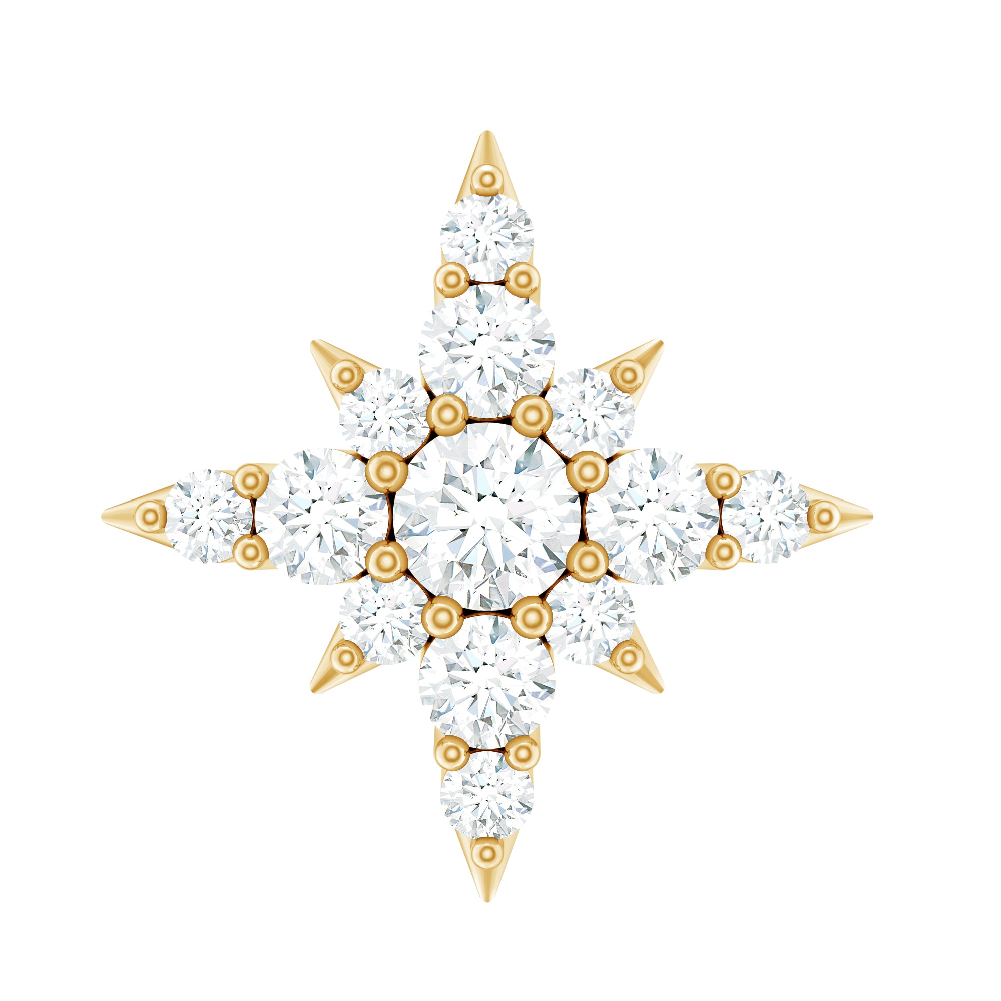 Sparkling Diamond Starburst Earring for Cartilage Piercing Lab - ( EF-VS ) - Rosec Jewels