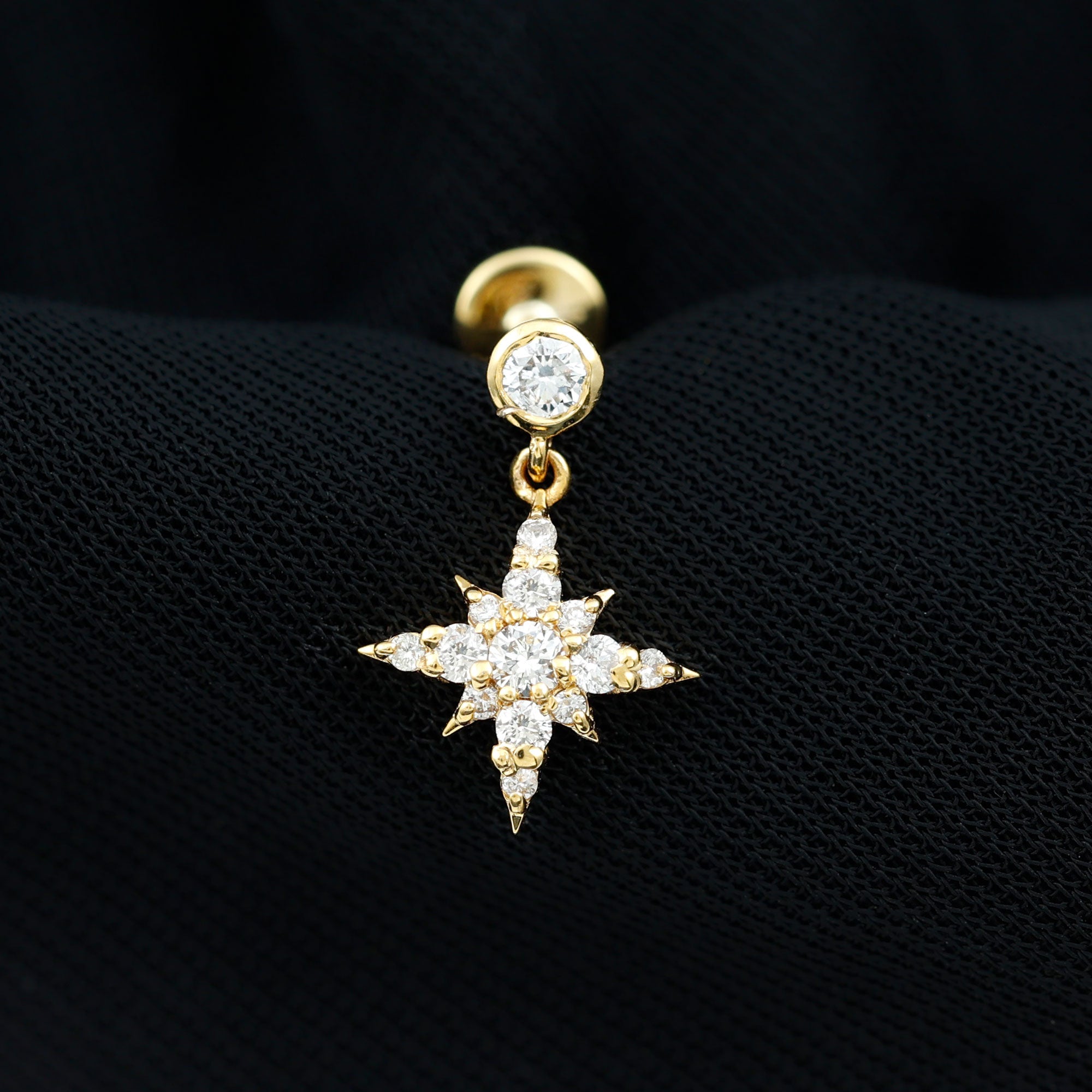 Certified Diamond Starburst Drop Earring for Helix Piercing Lab - ( EF-VS ) - Rosec Jewels