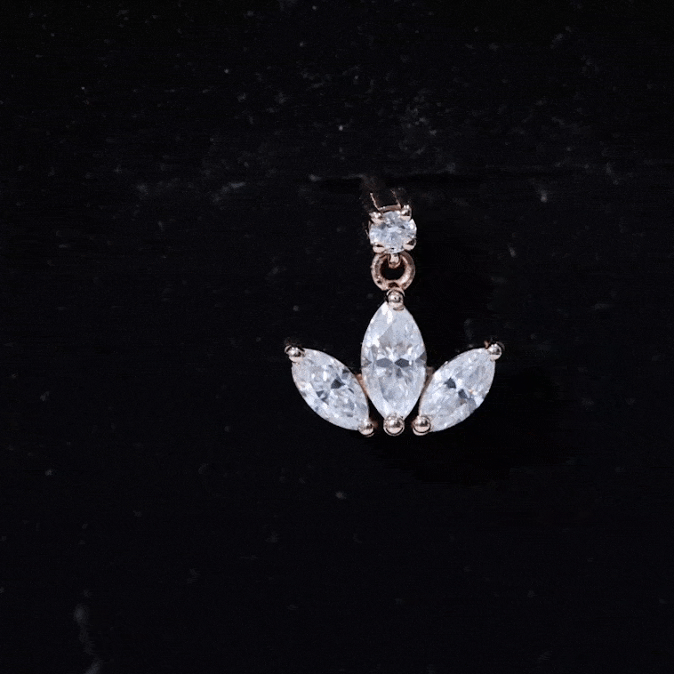 Marquise Diamond Lotus Cartilage Drop Earring Lab - ( EF-VS ) - Rosec Jewels