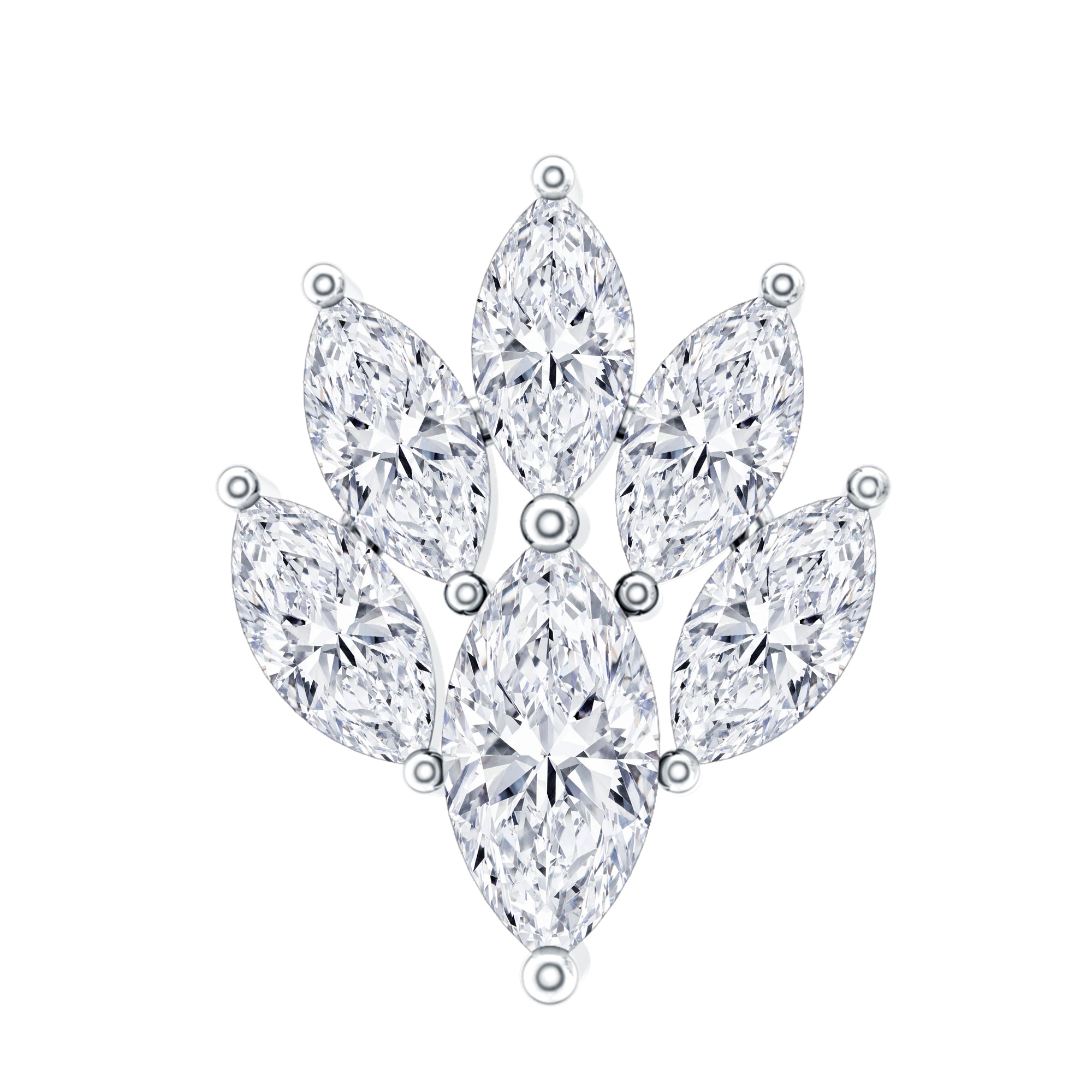 Marquise Diamond Leaf Cluster Helix Earring Lab - ( EF-VS ) - Rosec Jewels