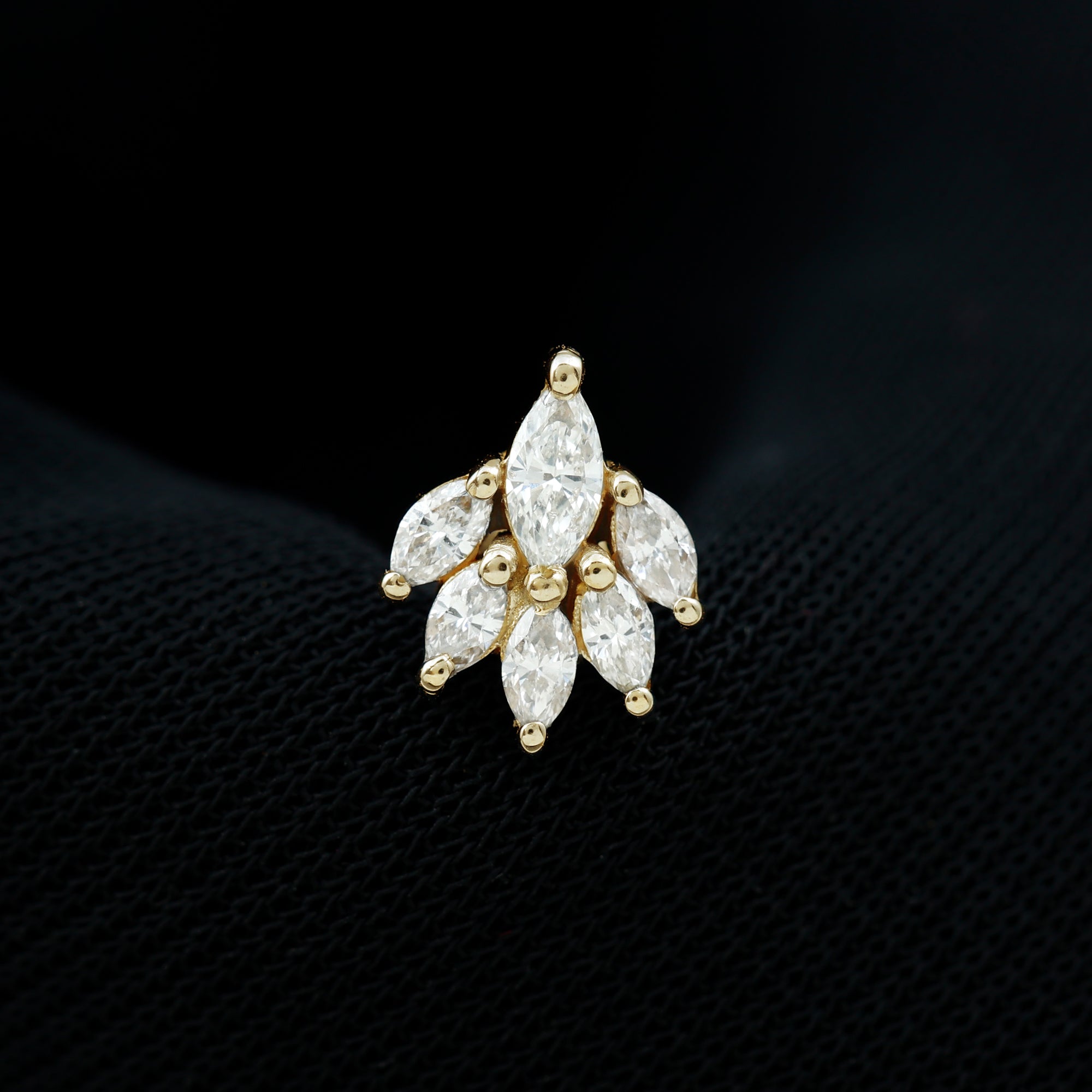 Marquise Diamond Leaf Cluster Helix Earring Lab - ( EF-VS ) - Rosec Jewels