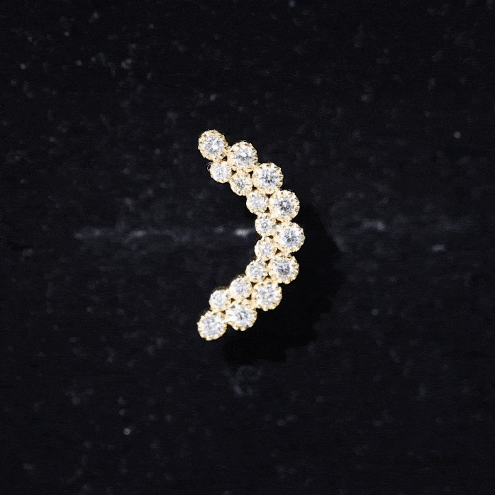 Diamond Curved Crawler Earring in Bezel Set Lab - ( EF-VS ) - Rosec Jewels