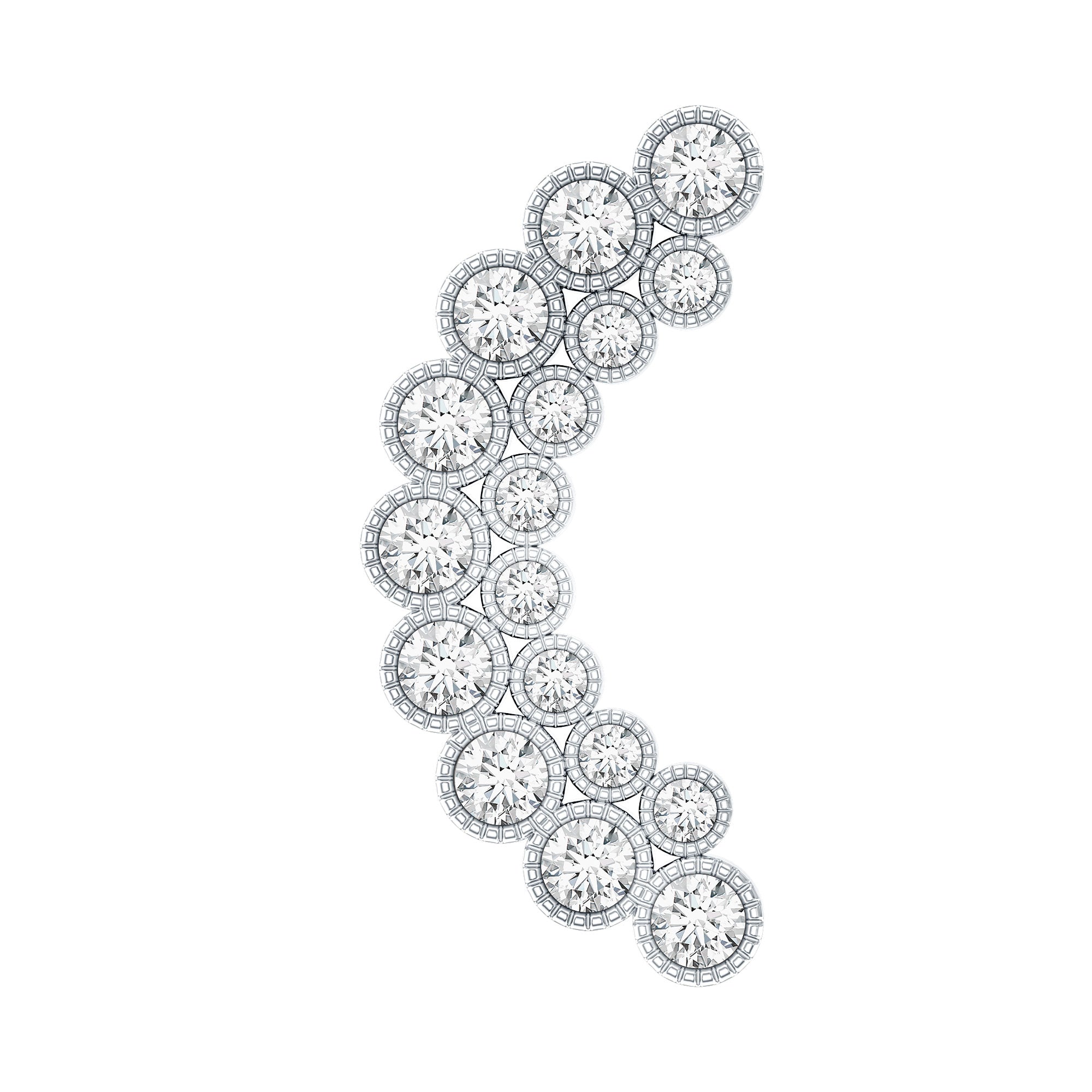 Diamond Curved Crawler Earring in Bezel Set Lab - ( EF-VS ) - Rosec Jewels