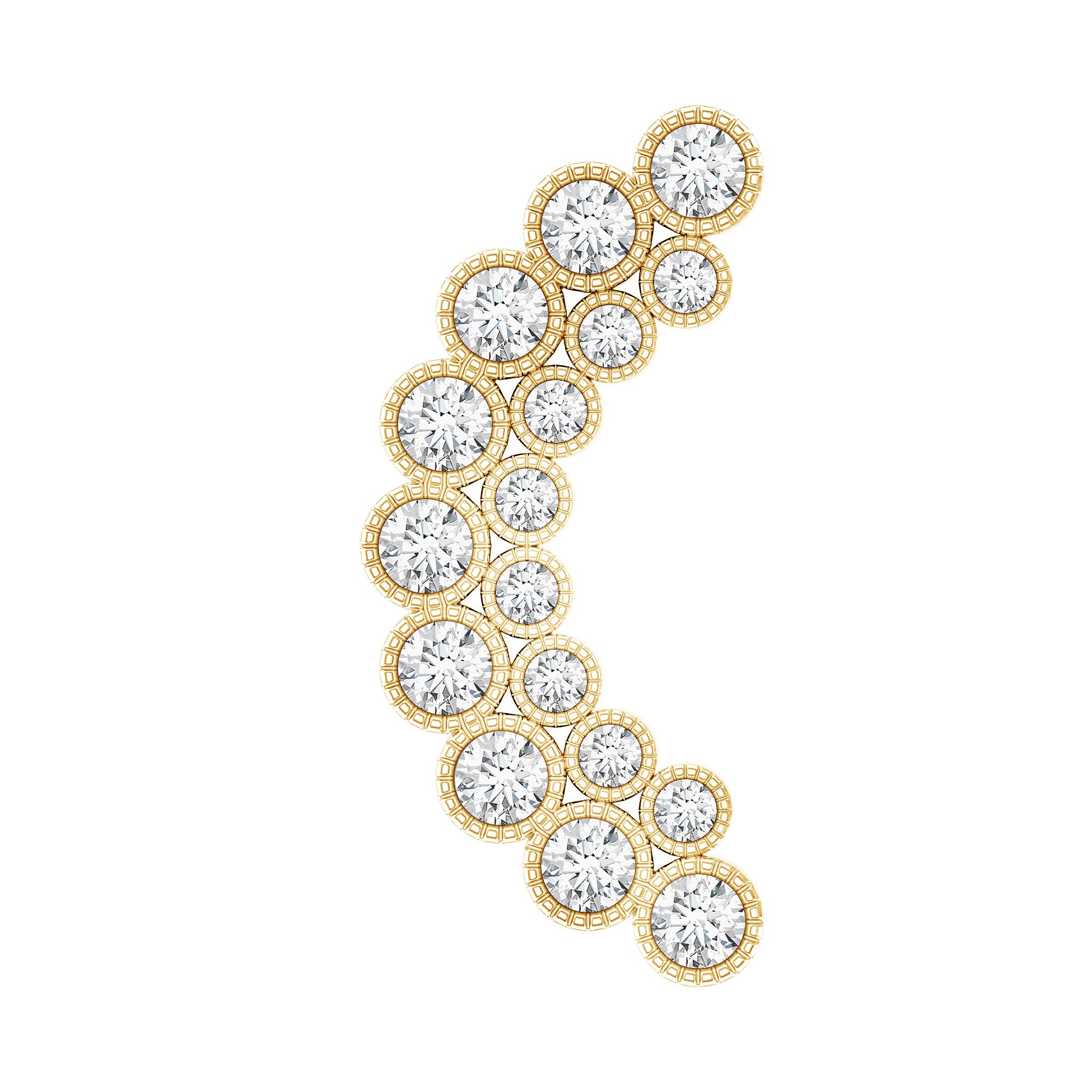 Diamond Curved Crawler Earring in Bezel Set Lab - ( EF-VS ) - Rosec Jewels
