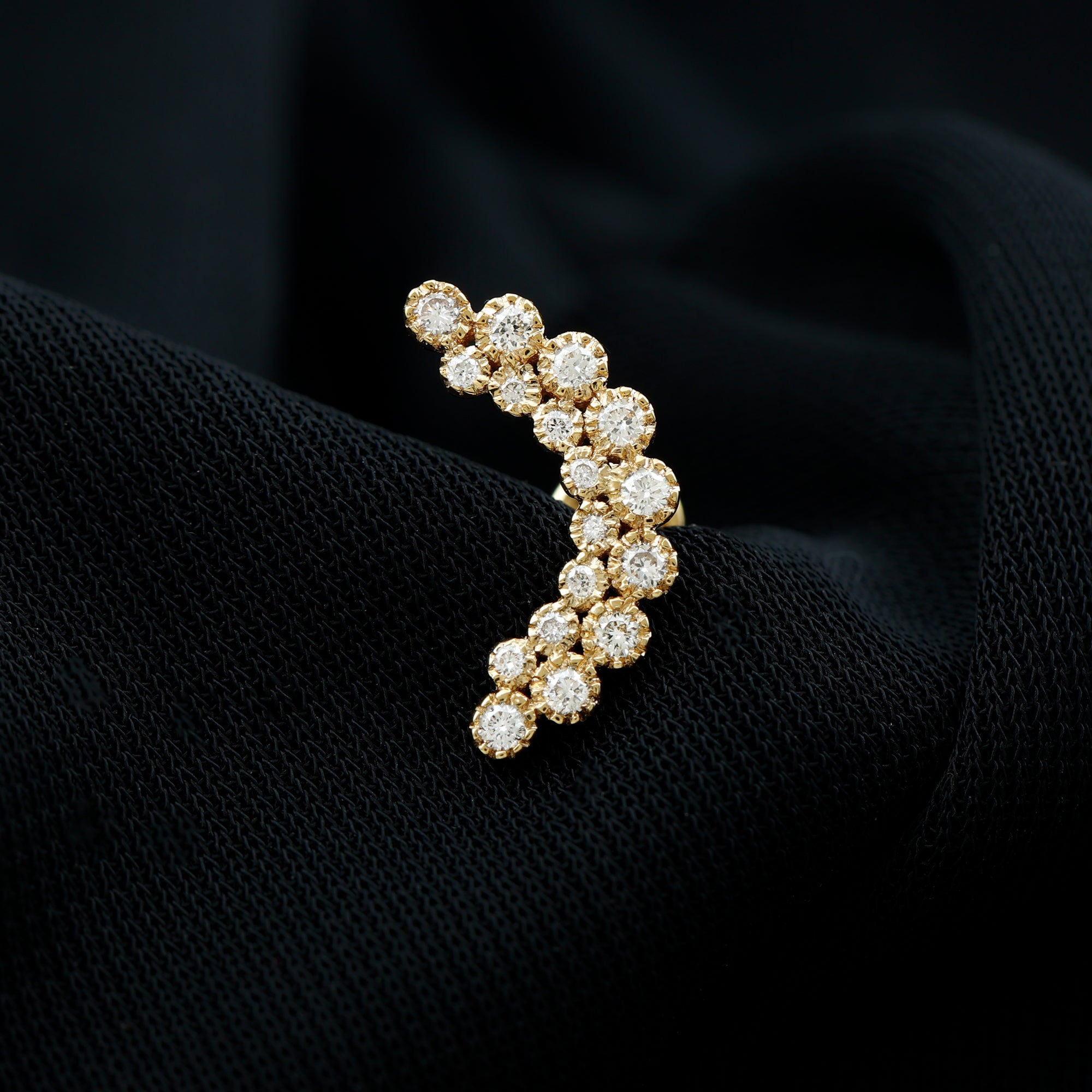 Diamond Curved Crawler Earring in Bezel Set Lab - ( EF-VS ) - Rosec Jewels
