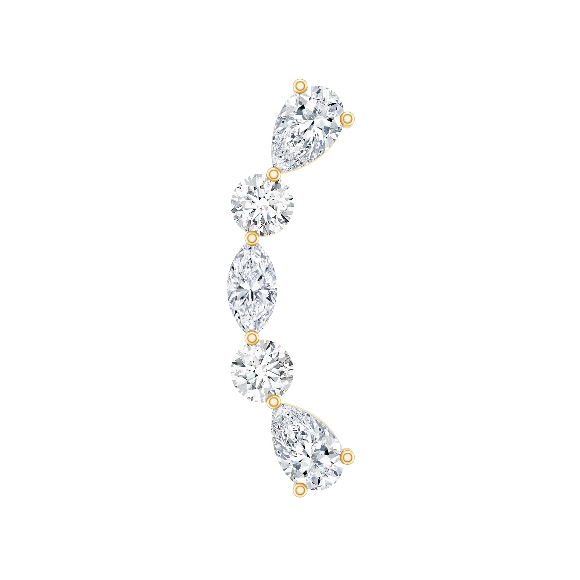 Simple Diamond Curved Crawler Earring for Helix Piercing Lab - ( EF-VS ) - Rosec Jewels