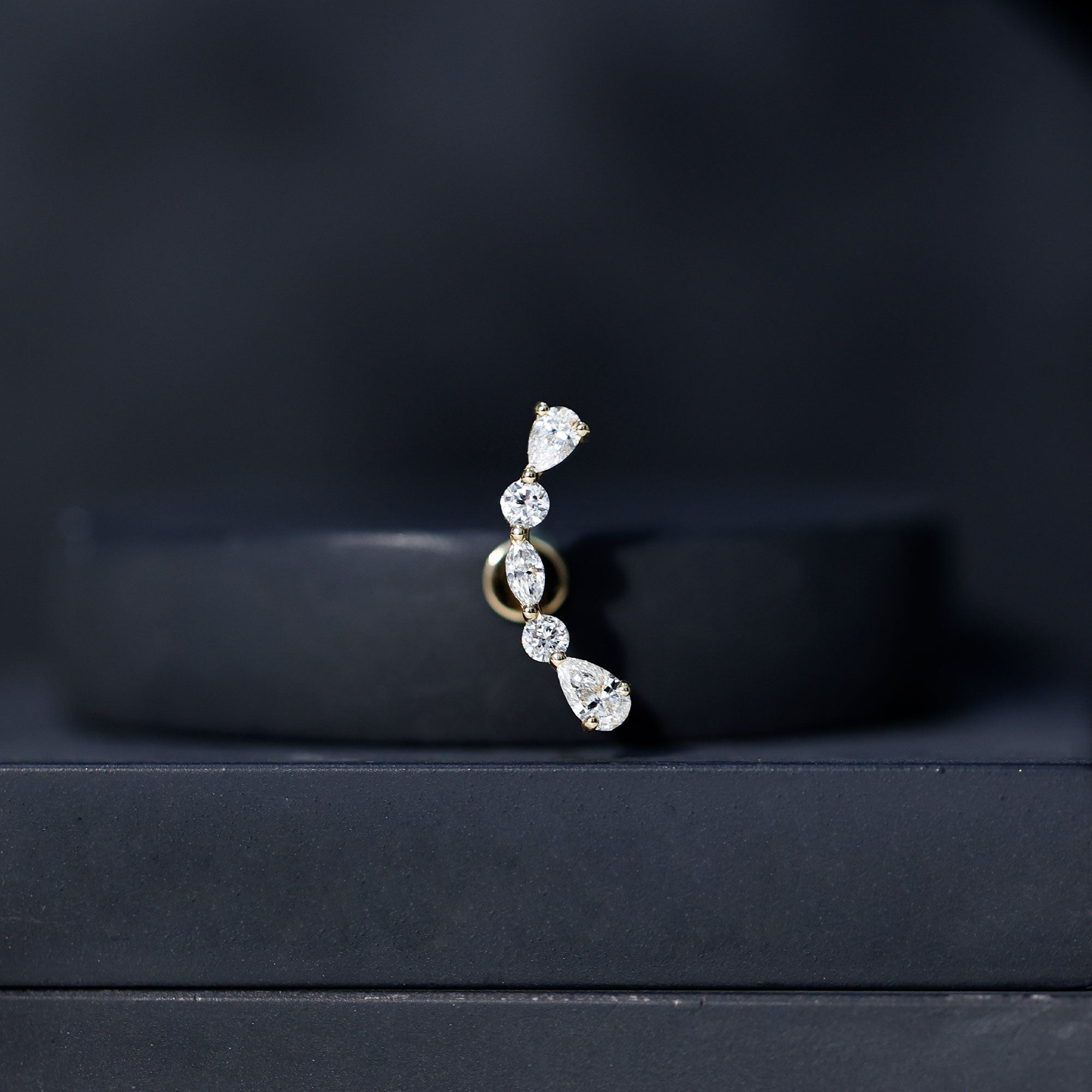 Simple Diamond Curved Crawler Earring for Helix Piercing Lab - ( EF-VS ) - Rosec Jewels