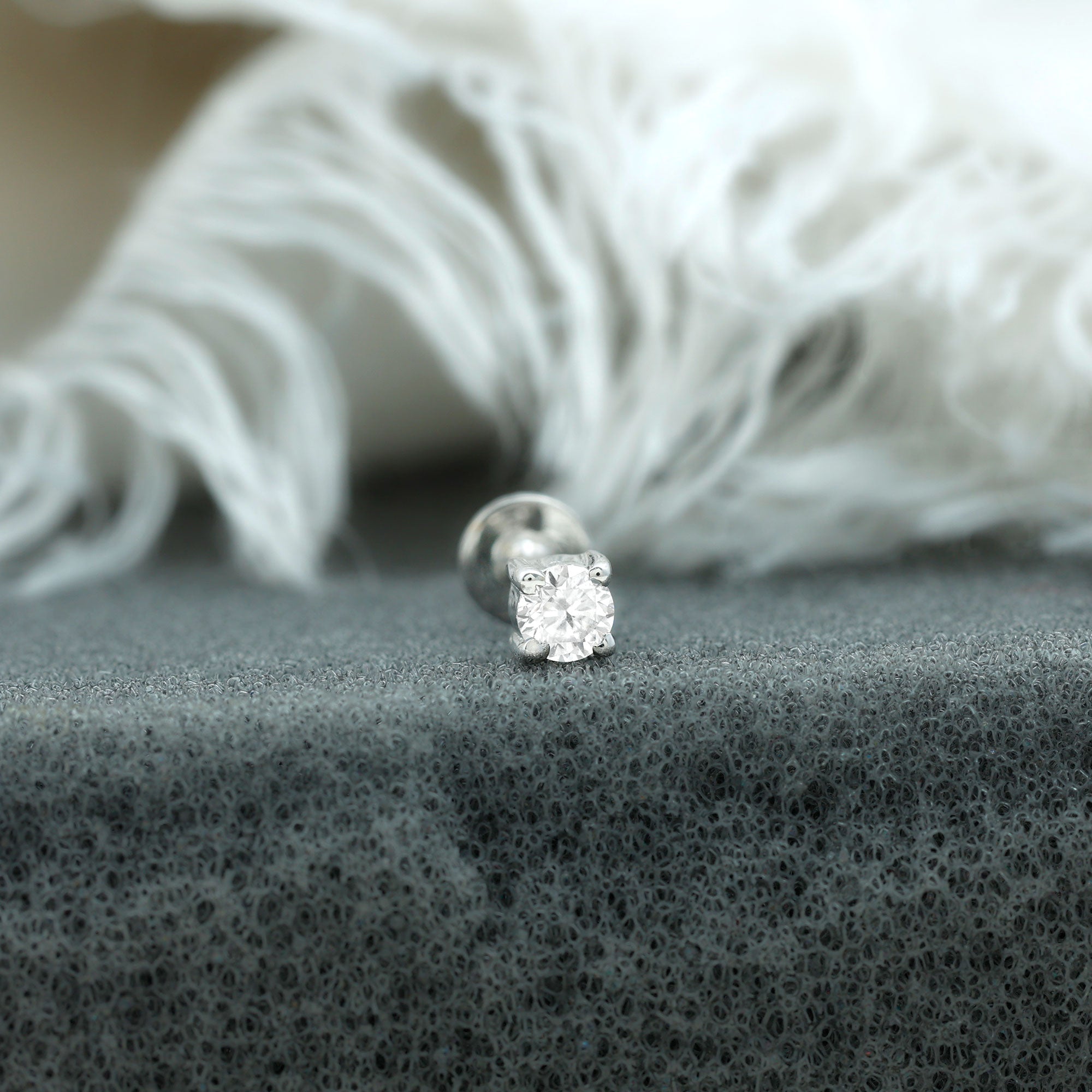 Minimalist Diamond Solitaire Tragus Earring Lab - ( EF-VS ) - Rosec Jewels