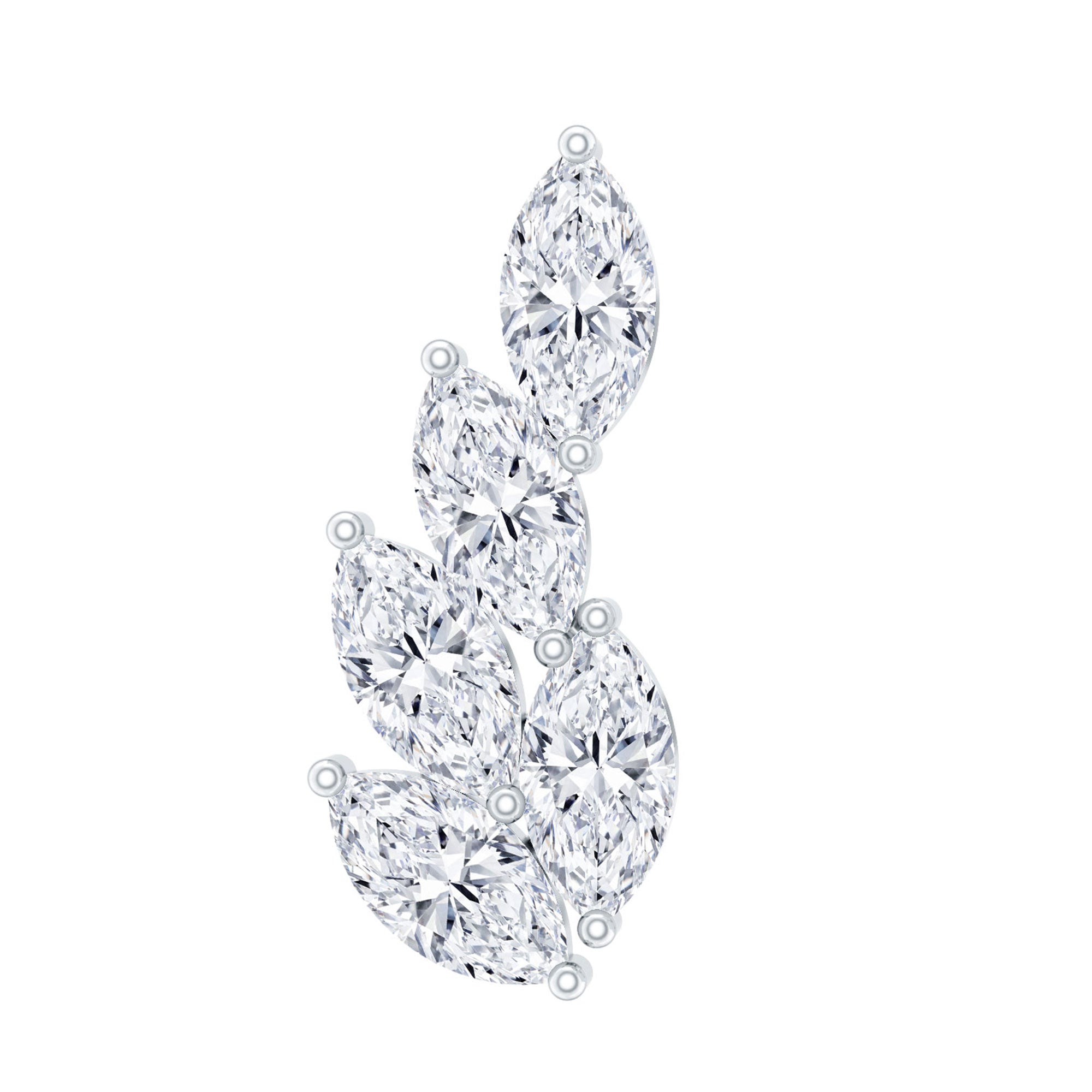 Marquise Diamond Leaf Cluster Earring for Helix Piercing Lab - ( EF-VS ) - Rosec Jewels