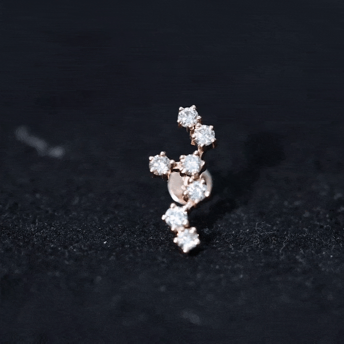 Diamond Leo Constellation Crawler Earring for Helix Piercing Lab - ( EF-VS ) - Rosec Jewels
