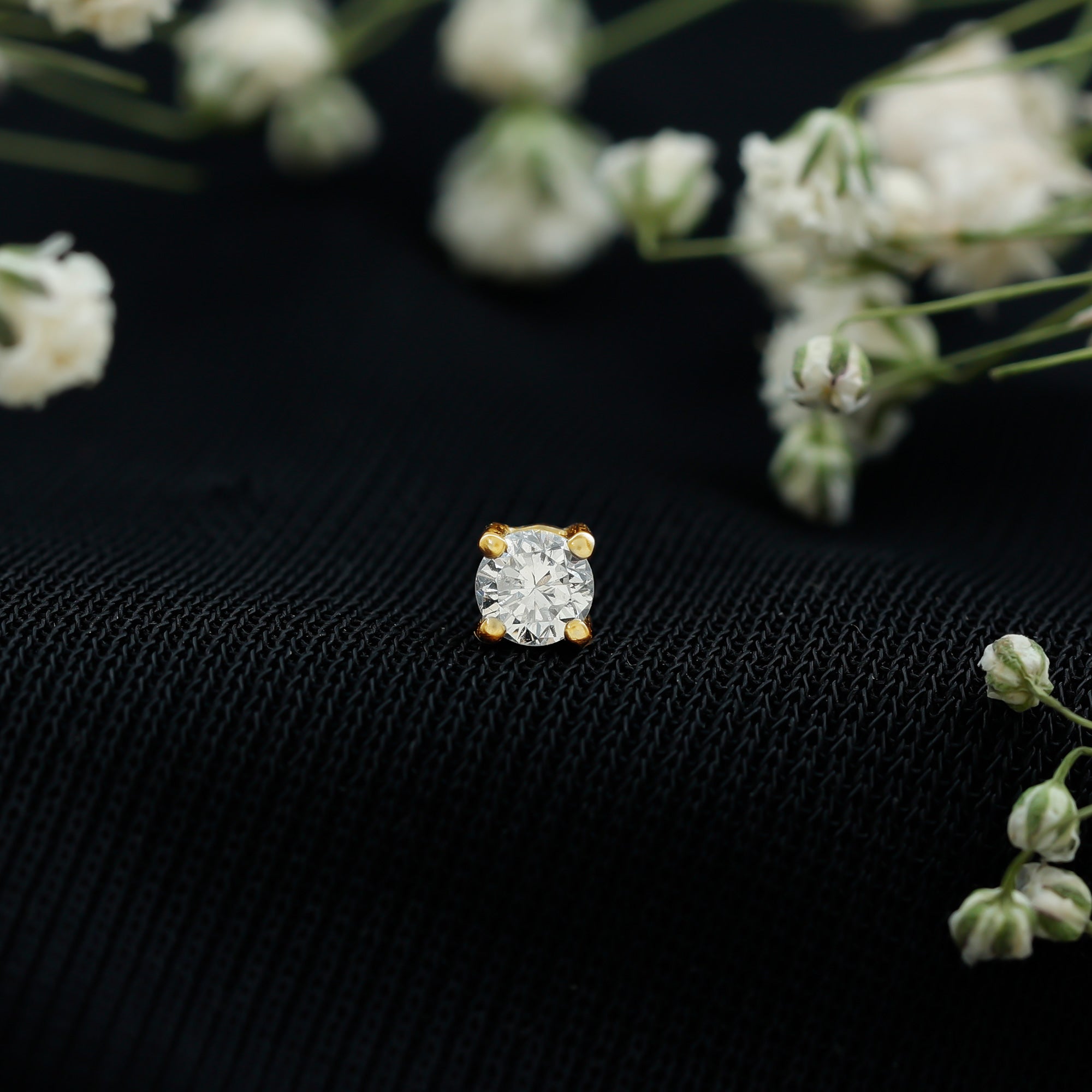 Minimalist Diamond Solitaire Earring for Tragus Piercing Lab - ( EF-VS ) - Rosec Jewels