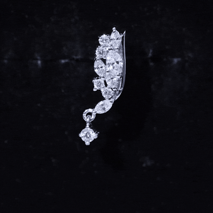 Brilliant Cut Diamond Wing Helix Drop Earring with Flat Back Lab - ( EF-VS ) - Rosec Jewels