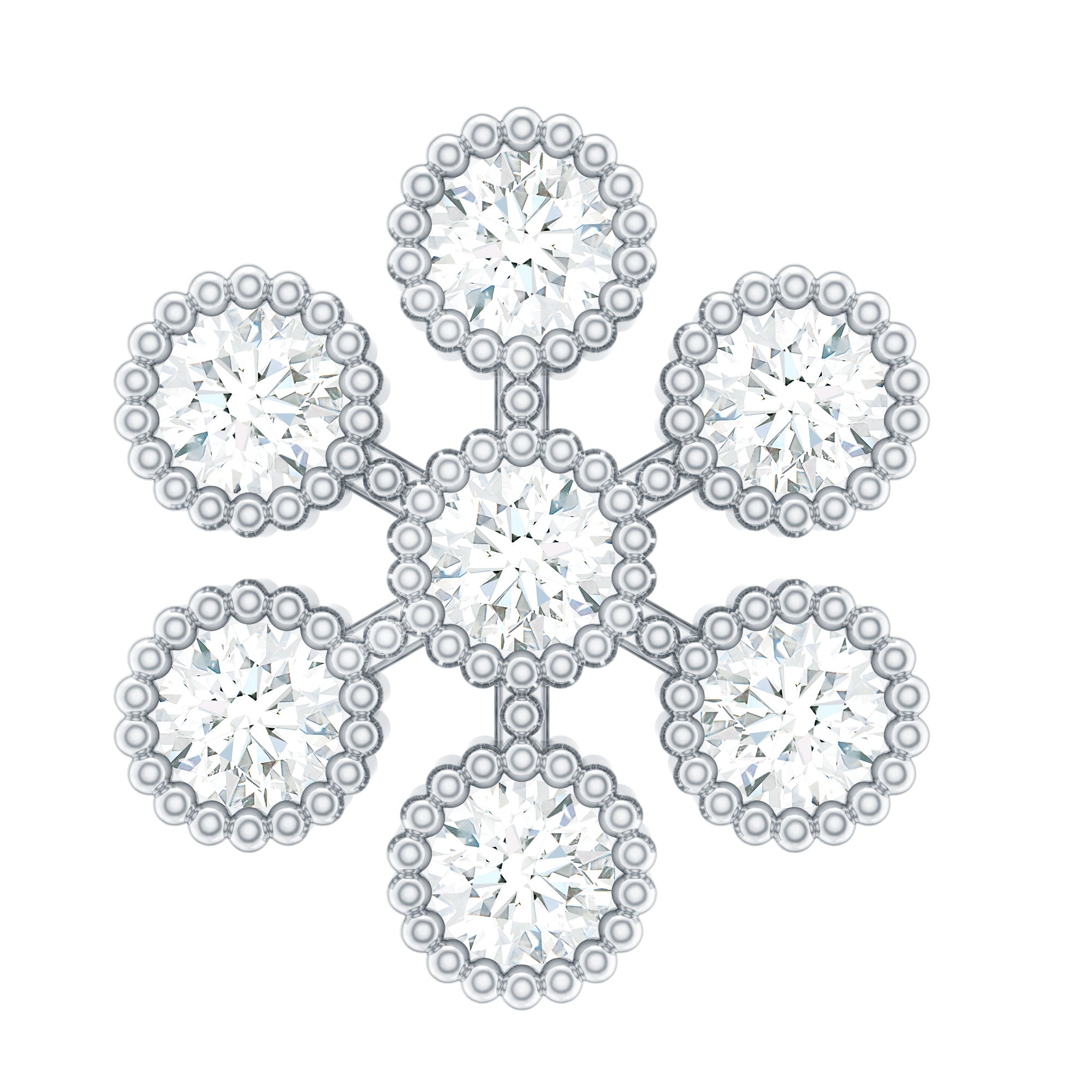 Round Diamond Flower Earring in Beaded Bezel Setting Lab - ( EF-VS ) - Rosec Jewels