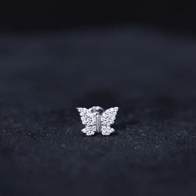 Certified Diamond Butterfly Cartilage Earring Lab - ( EF-VS ) - Rosec Jewels