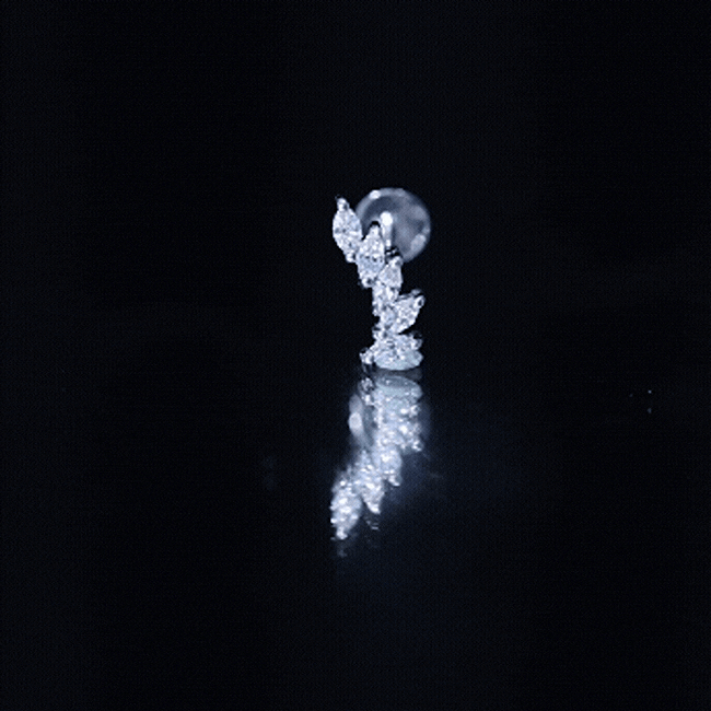 Marquise Diamond Crawler Earring for Helix Piercing Lab - ( EF-VS ) - Rosec Jewels