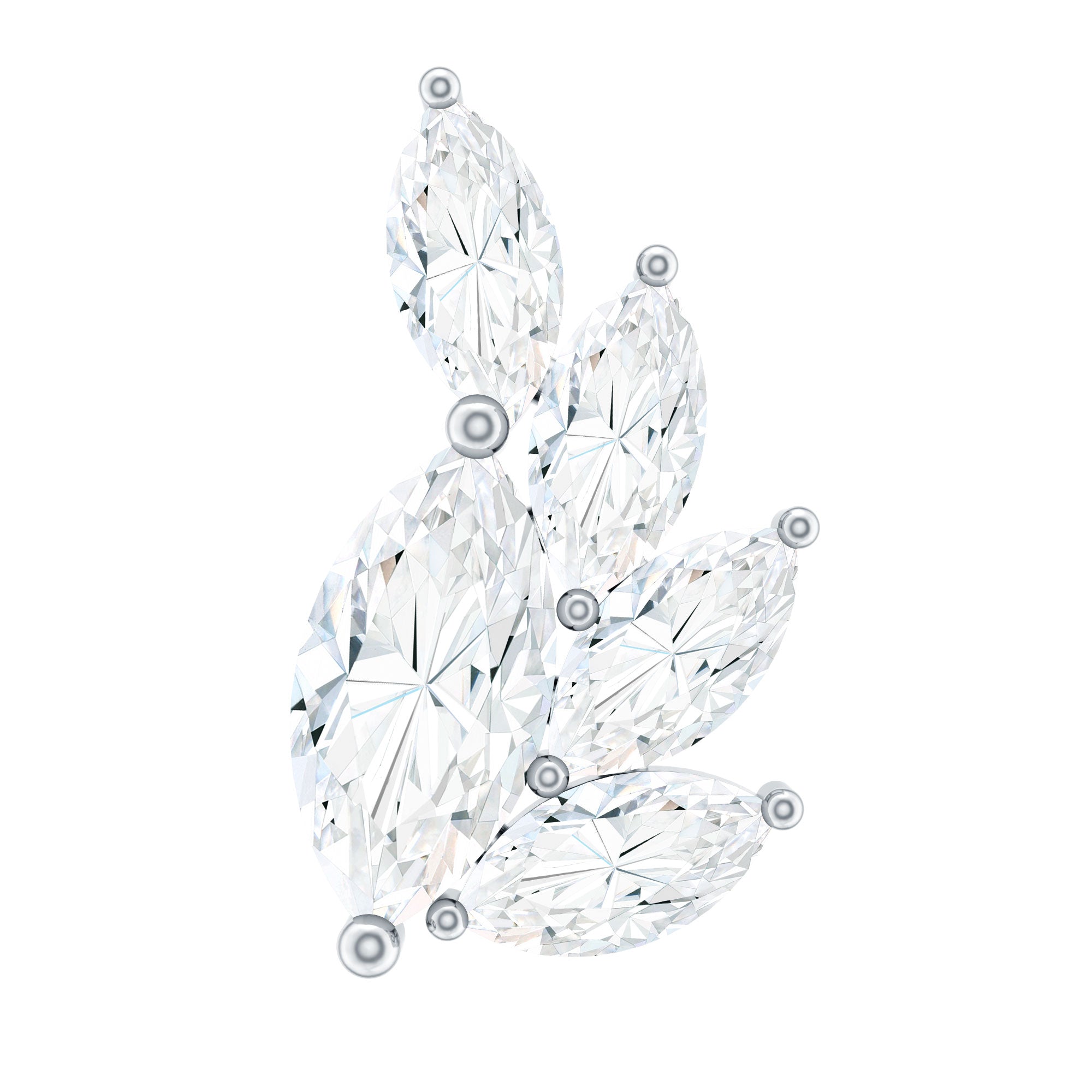 Marquise Diamond Cluster Helix Earring with Flat Back Lab - ( EF-VS ) - Rosec Jewels
