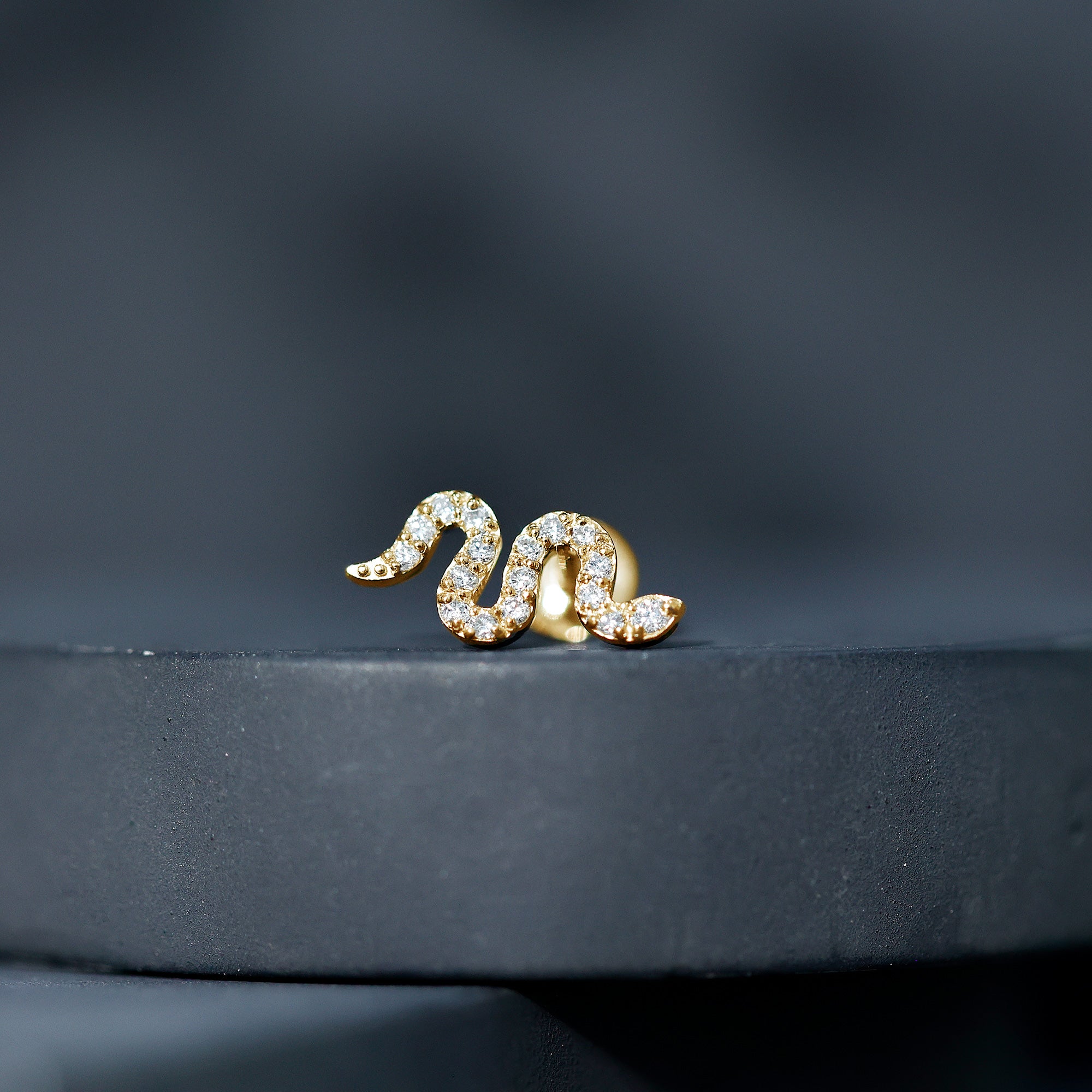 Certified Diamond Snake Earring for Cartilage Piercing Lab - ( EF-VS ) - Rosec Jewels
