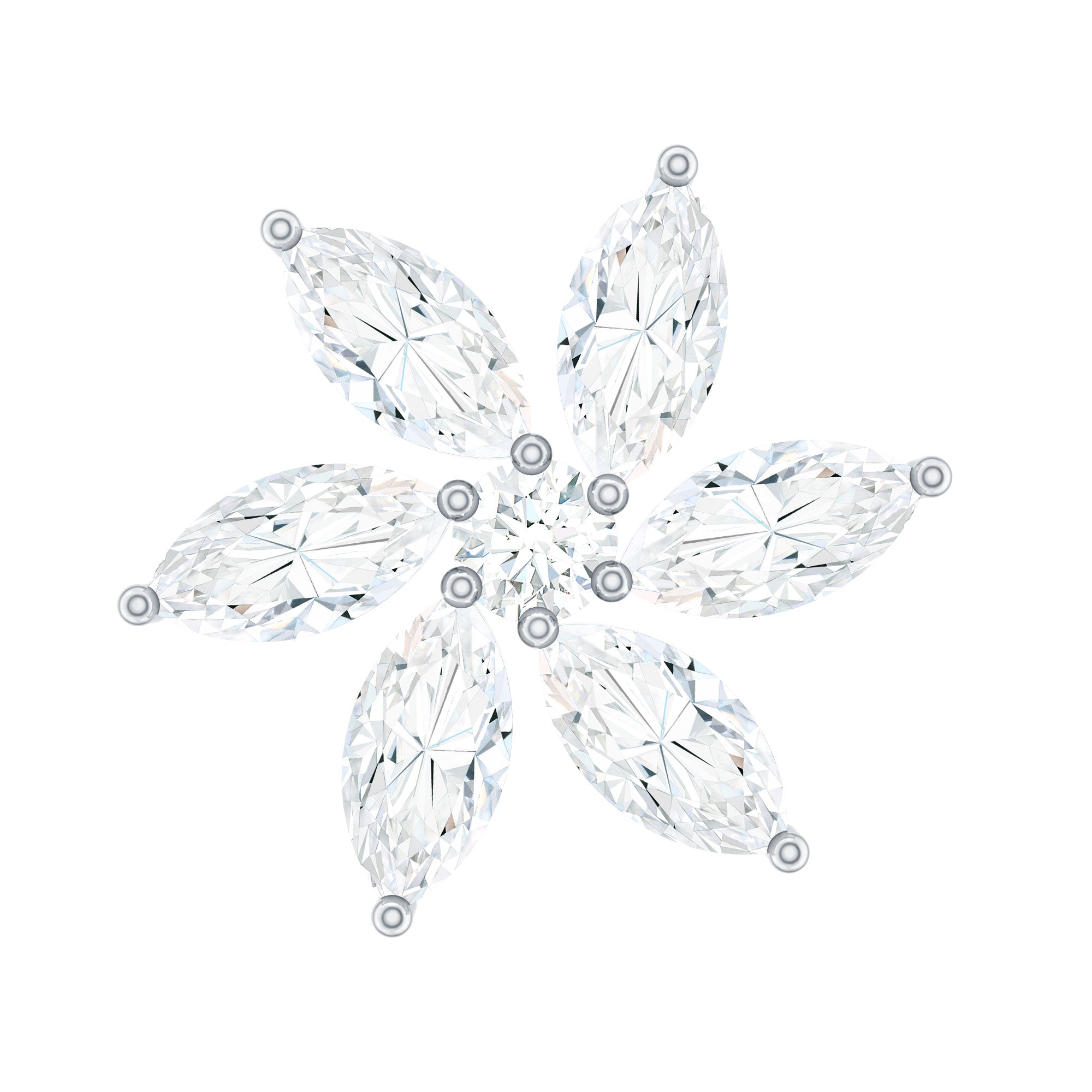 Sparkling Marquise Diamond Flower Helix Earring Lab - ( EF-VS ) - Rosec Jewels