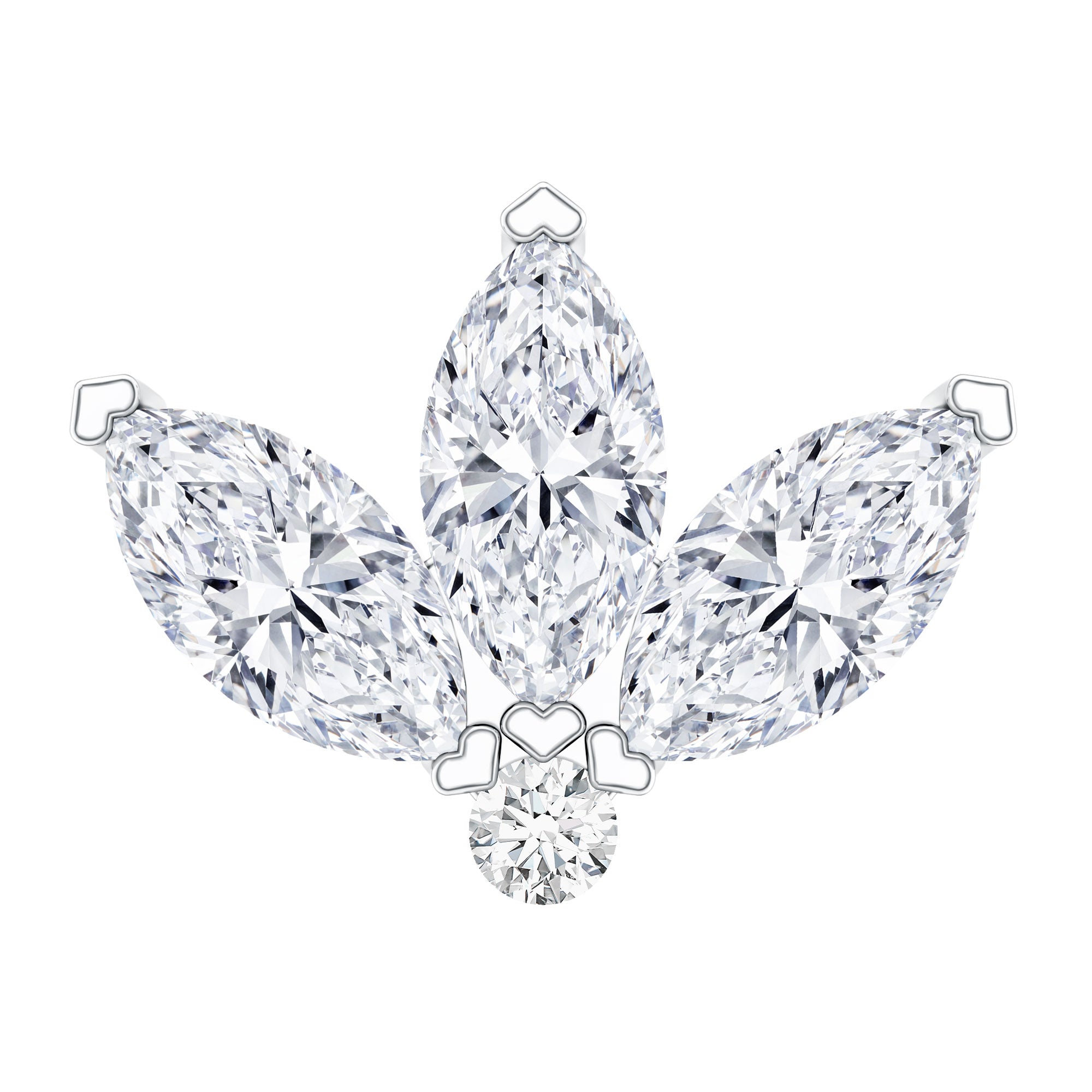 Marquise Cut Diamond Lotus Flower Earring for Cartilage Piercing Lab - ( EF-VS ) - Rosec Jewels