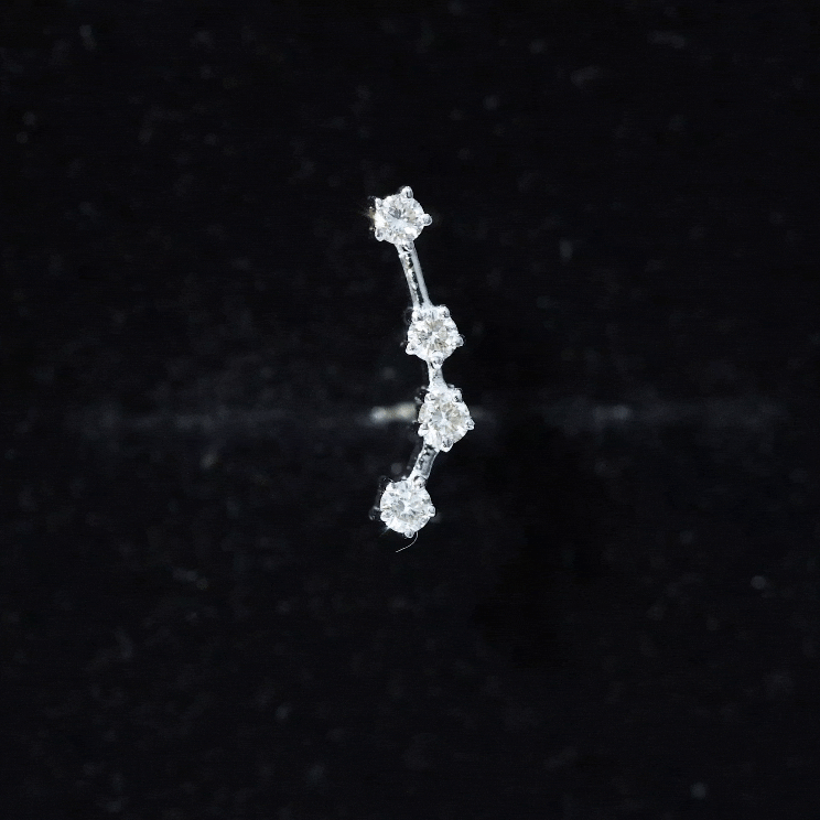 Diamond Aquarius Zodiac Earring for Helix Piercing Lab - ( EF-VS ) - Rosec Jewels